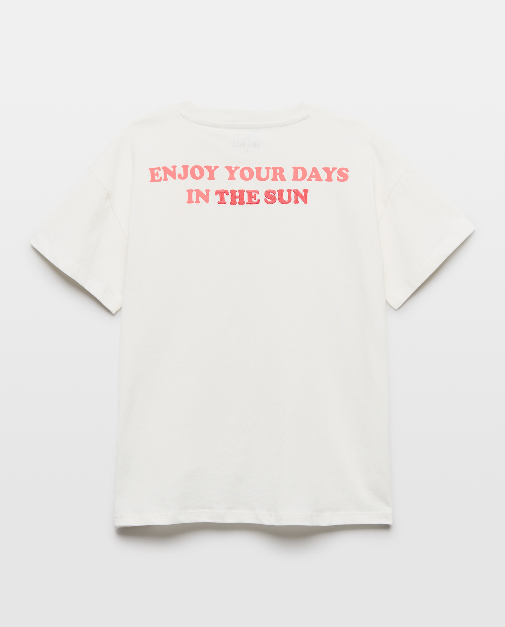 Camiseta de niño detalle bordado manga corta Blanco roto-2