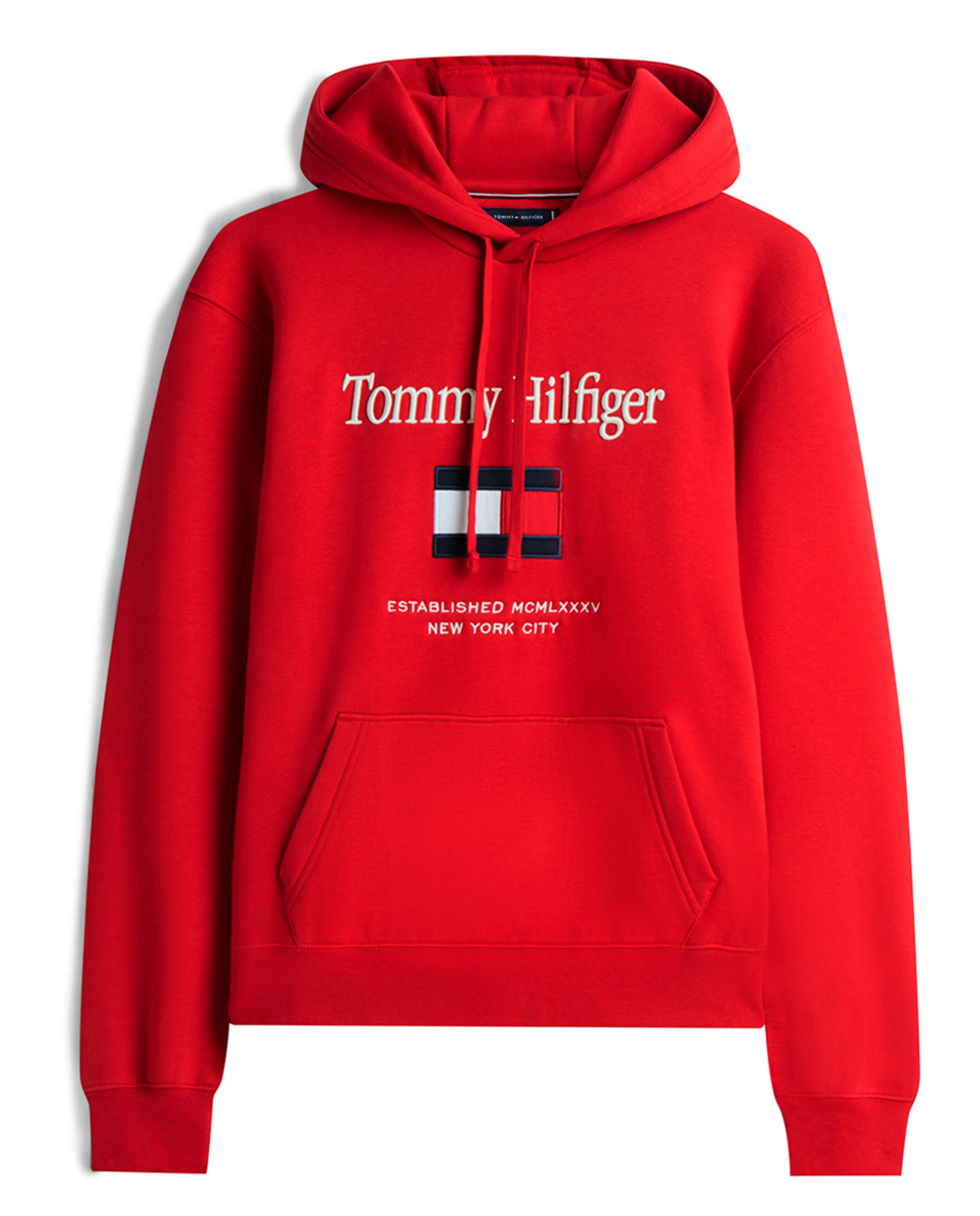 Sweatshirt com Capuz e sem Fecho de Correr Tamanhos Grandes Vermelho-1