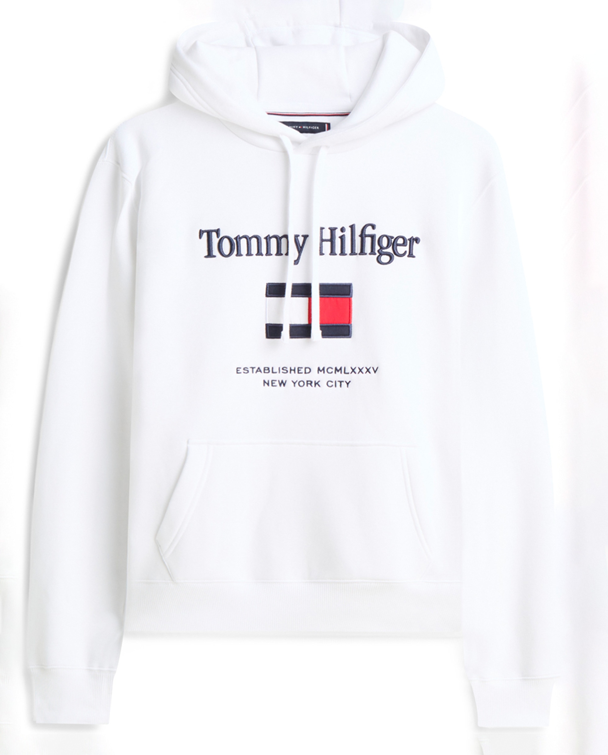 Sweatshirt com Capuz e sem Fecho de Correr Tamanhos Grandes Branco-1