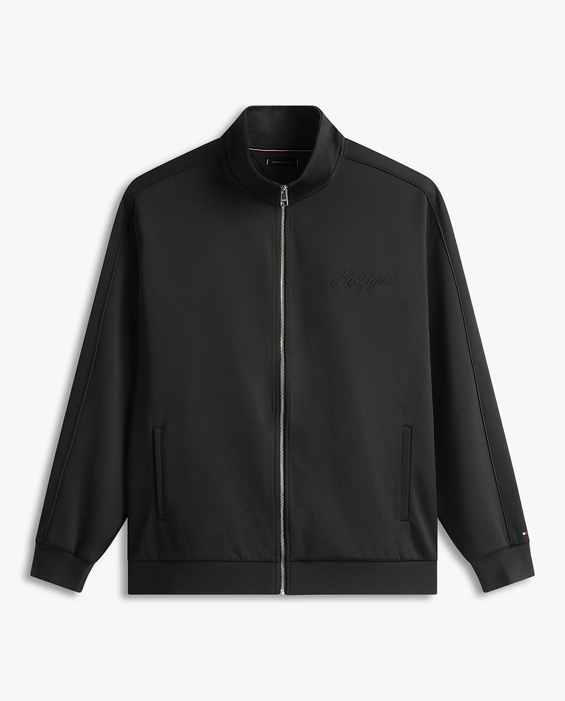 Sweatshirt sem Capuz com Fecho de Correr Tamanhos Grandes Preto-4