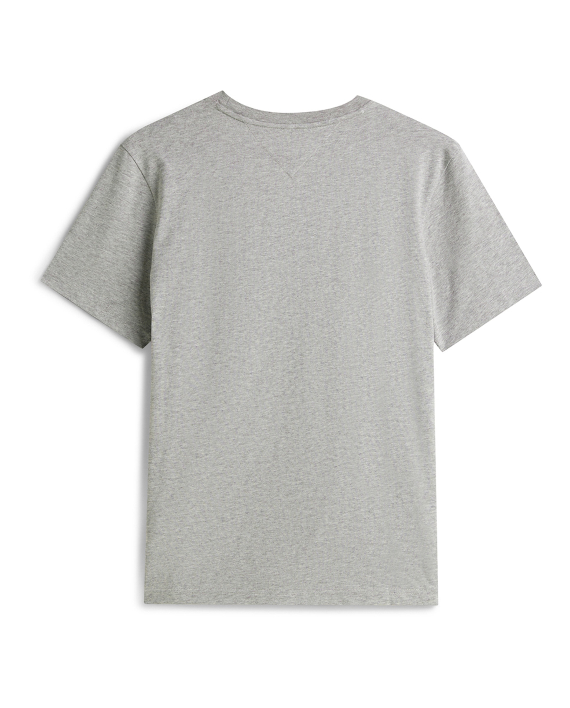 T-shirt de Manga Curta Lisa Tamanhos Grandes Cinzento-2