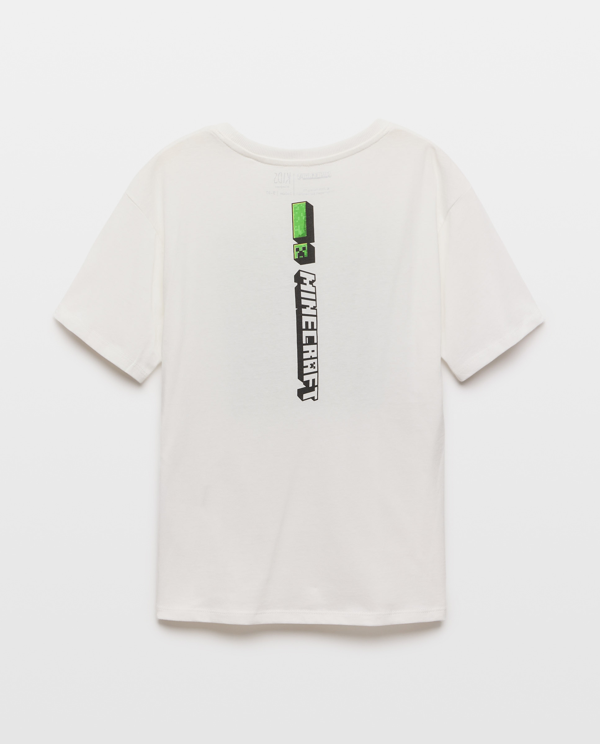 T-shirt de Manga Curta com Estampado Minecraft Branco-5