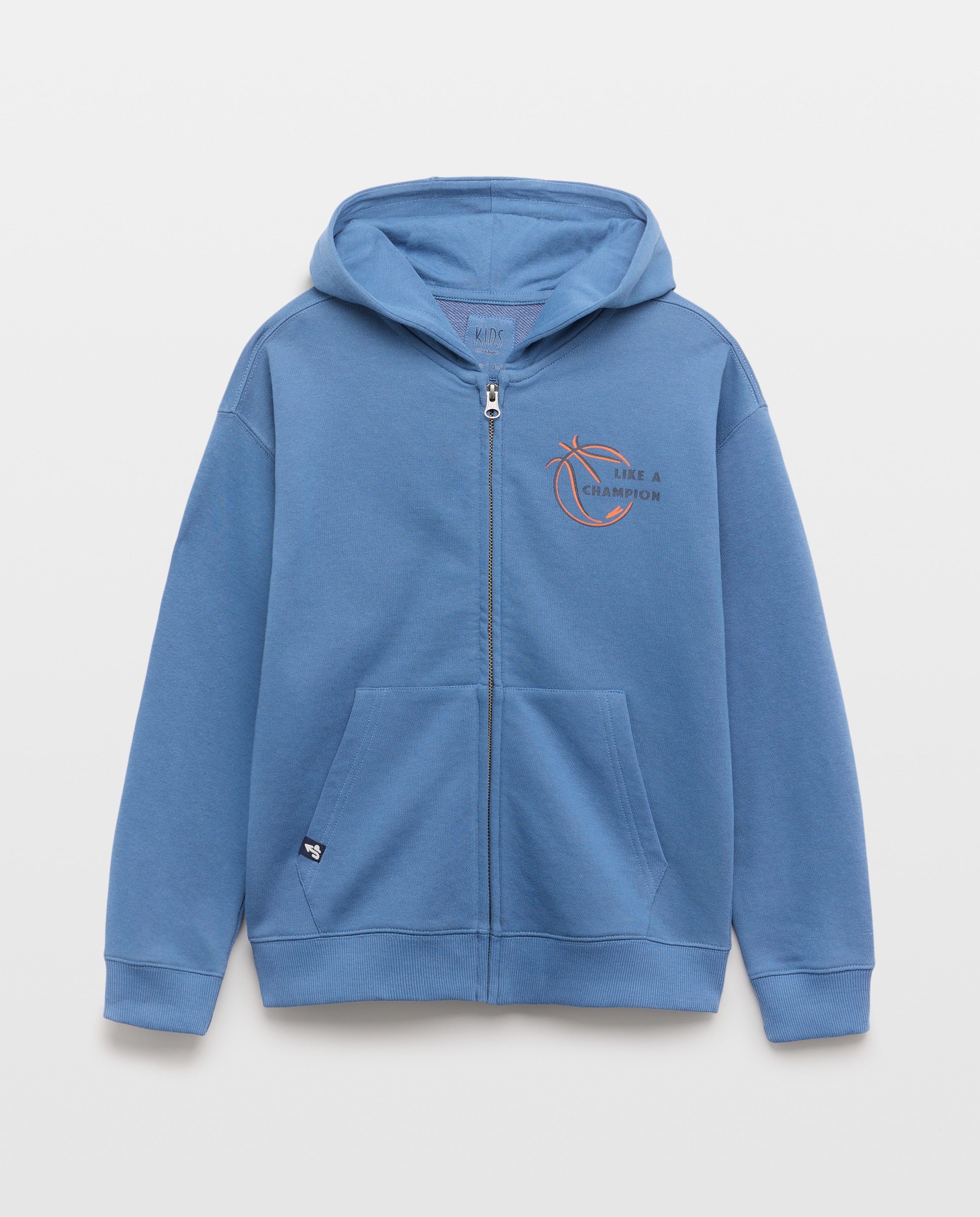 Sweatshirt Aberta com Capuz Azul-5