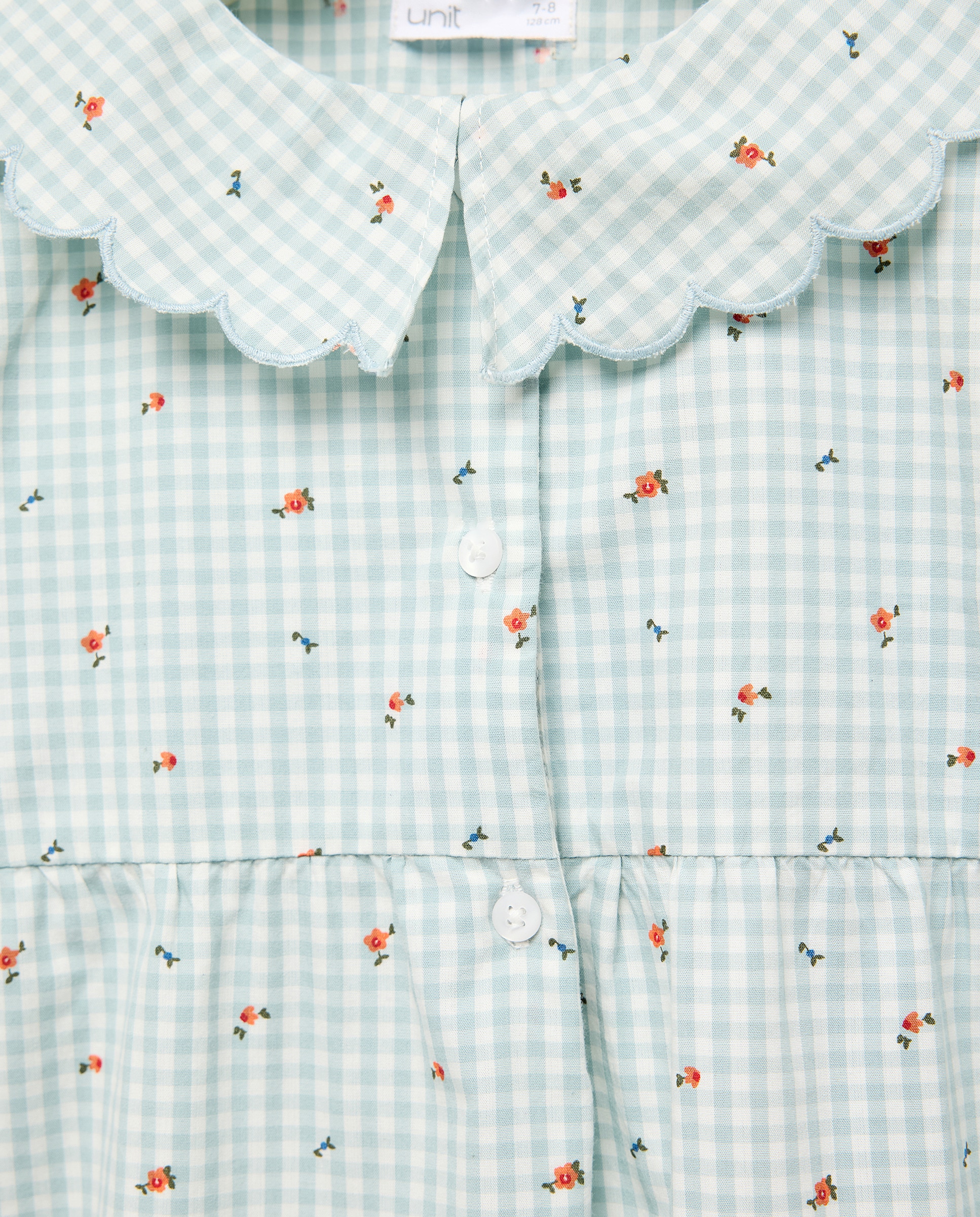 Camisón de niña de popelín vichy 510 Verde claro-3