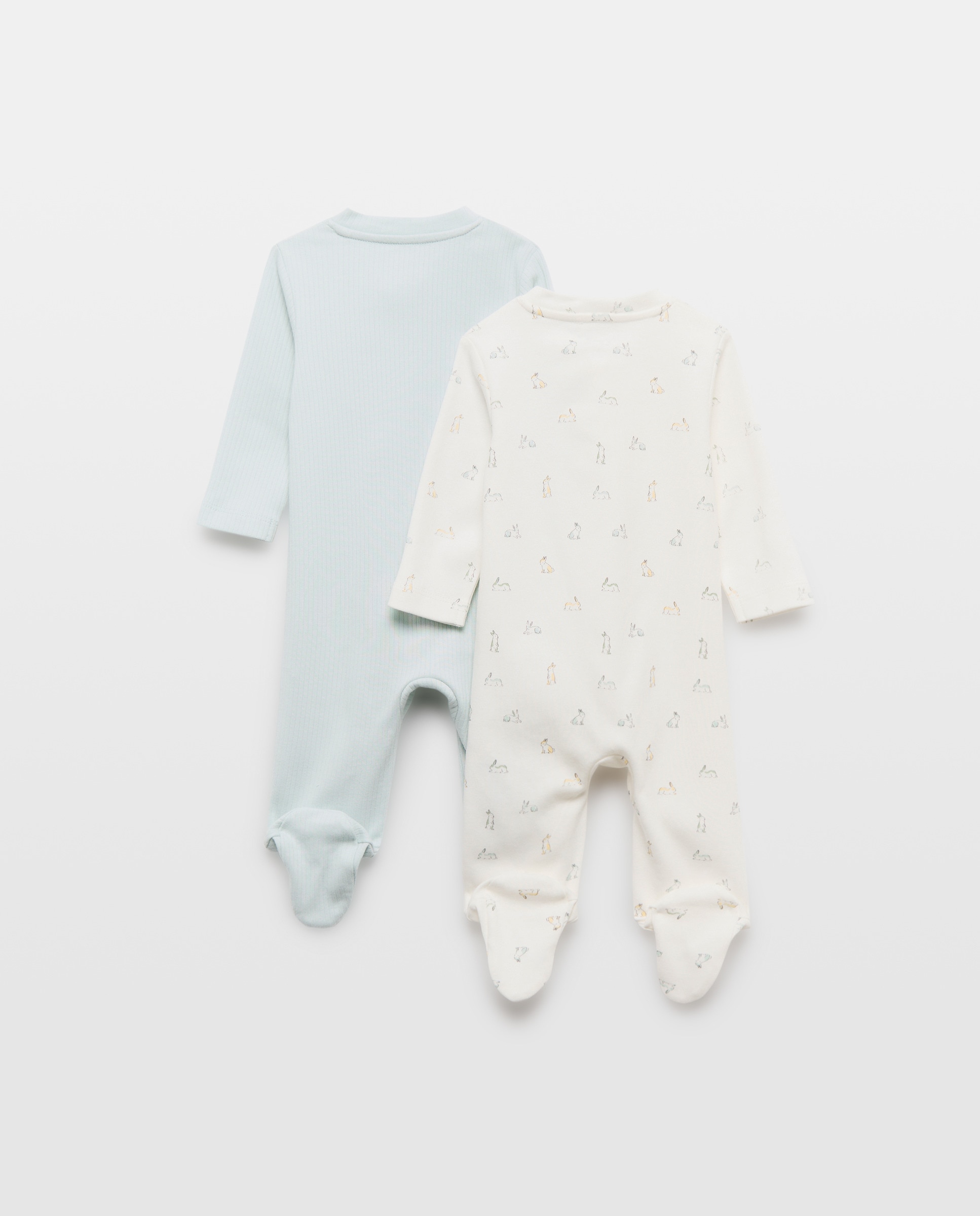 Pack 2 pijamas de bebé manga larga con cremallera 510 Verde claro-2