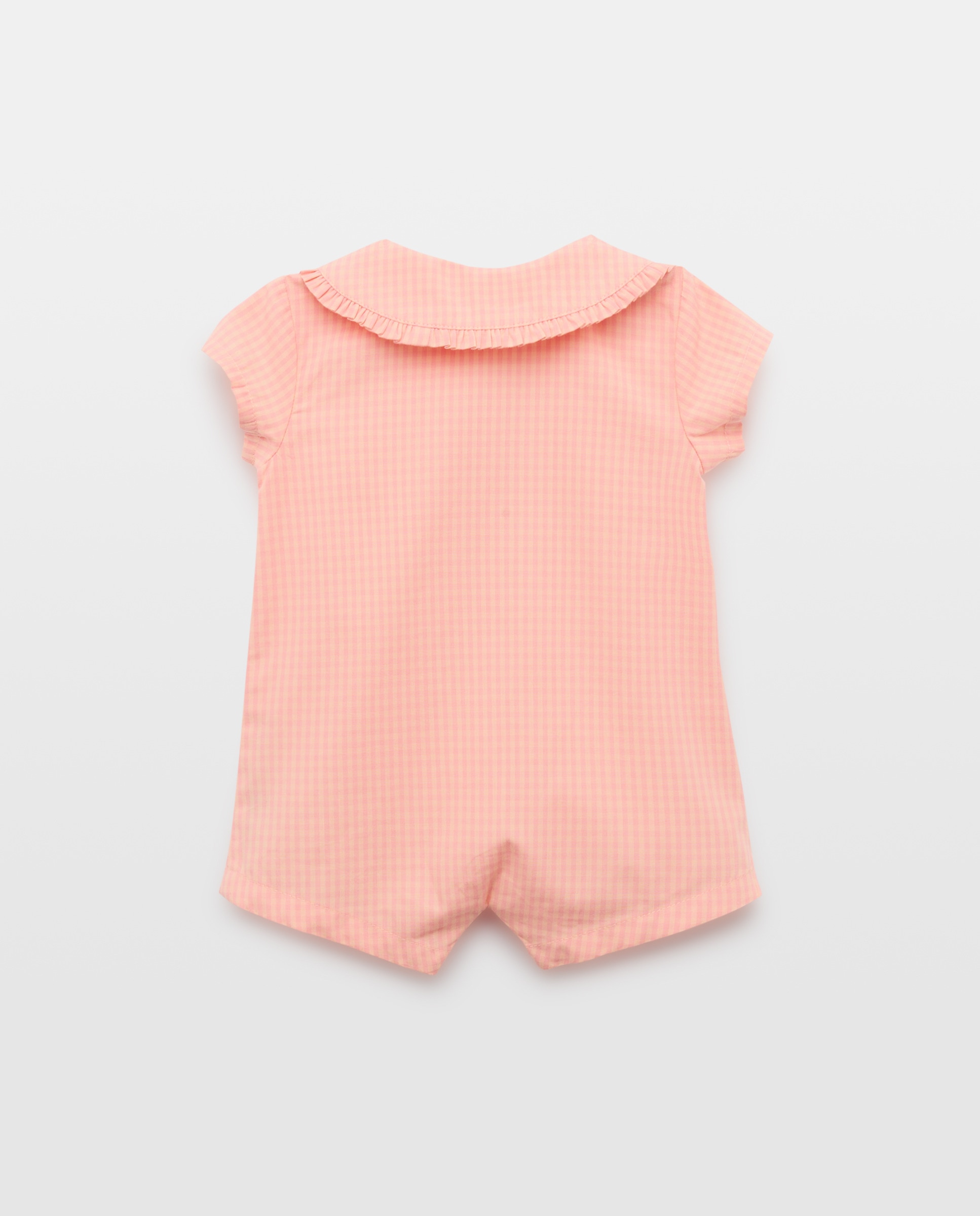 Pijama de bebé voile corto de cuadros 200 Rosa-2