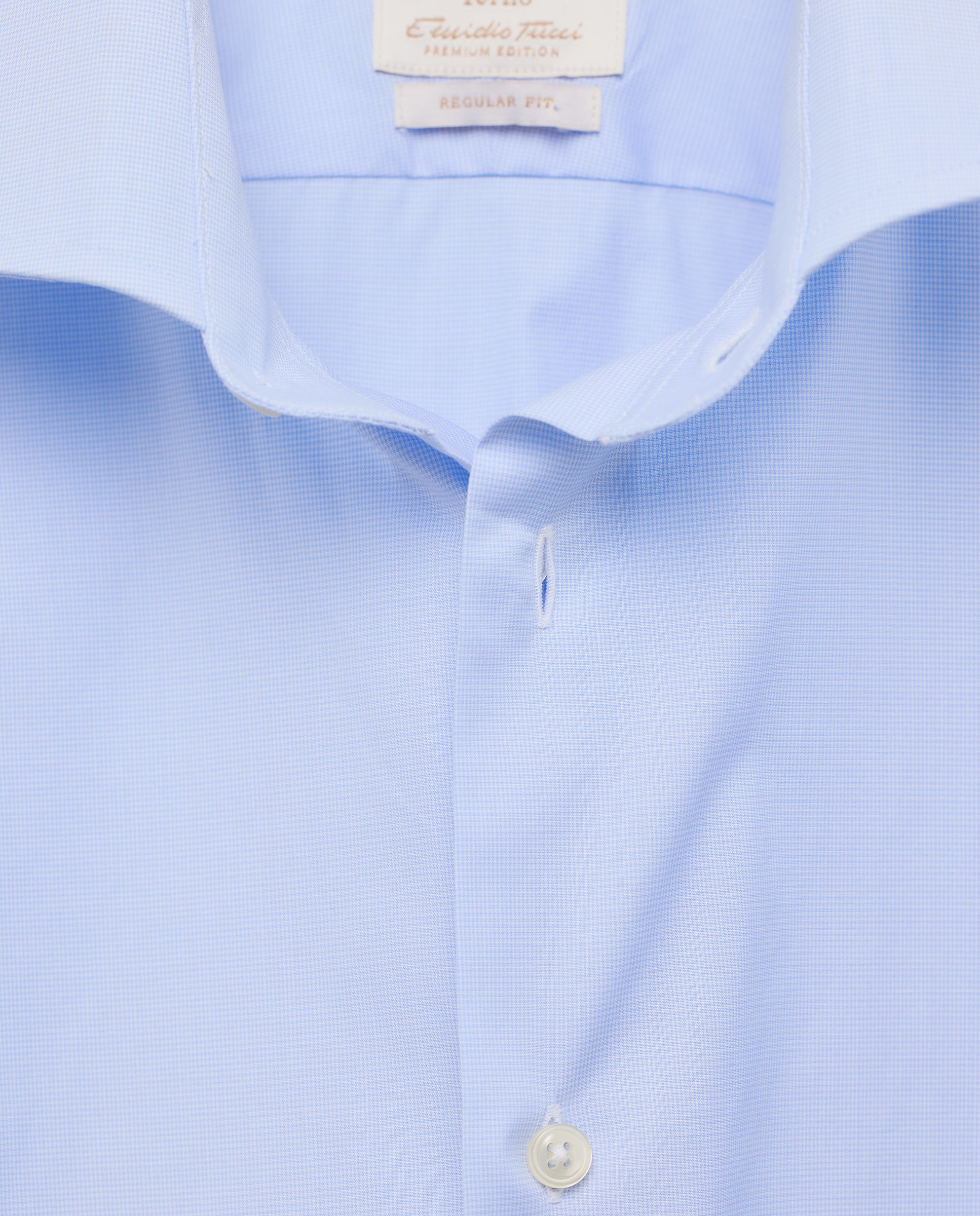 Camisa Clássica com Manga Comprida e Gola Italiana Azul-7