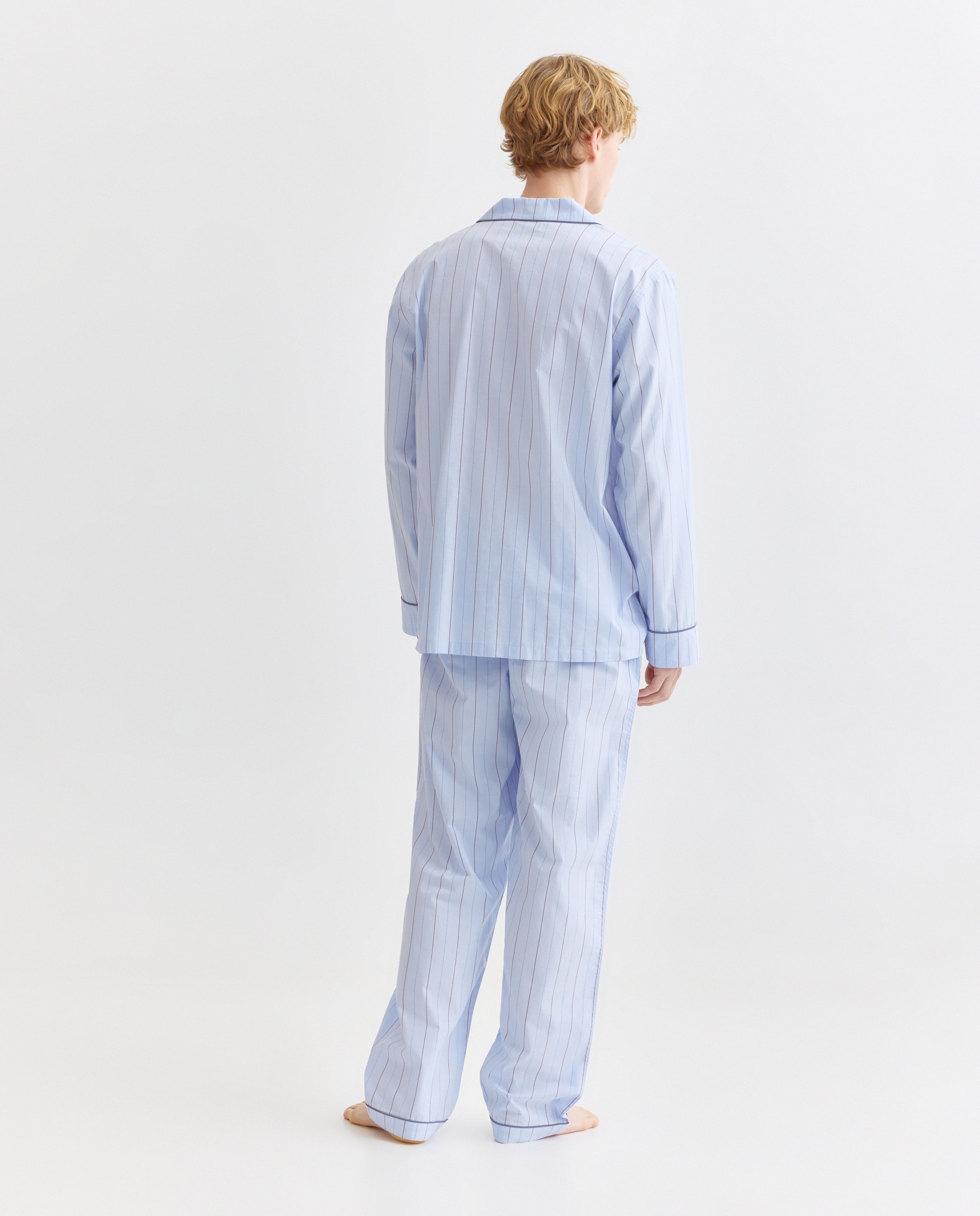 Pijama hombre algodón rayas 400 Azul-2