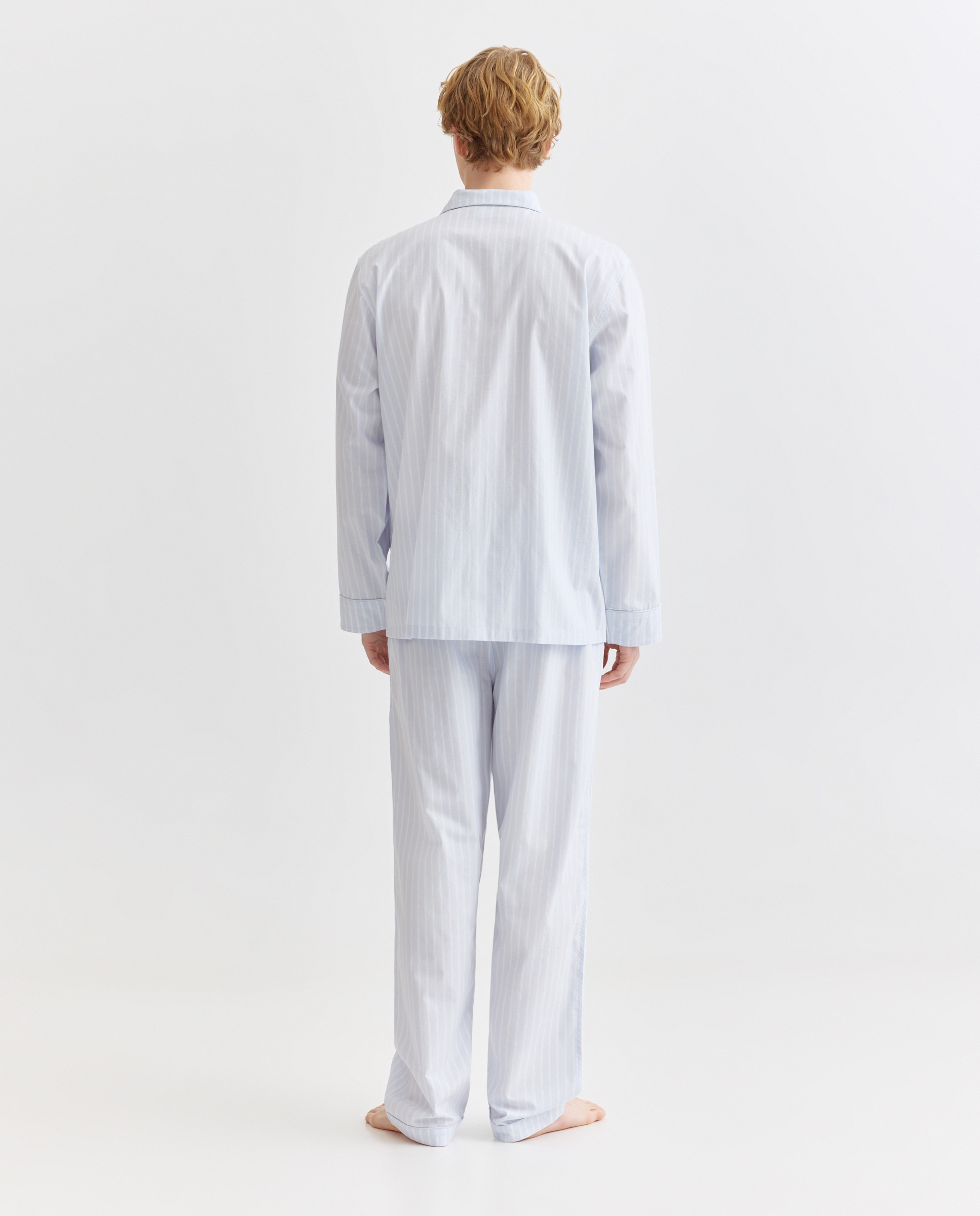Pijama hombre algodón rayas 400 Azul-2