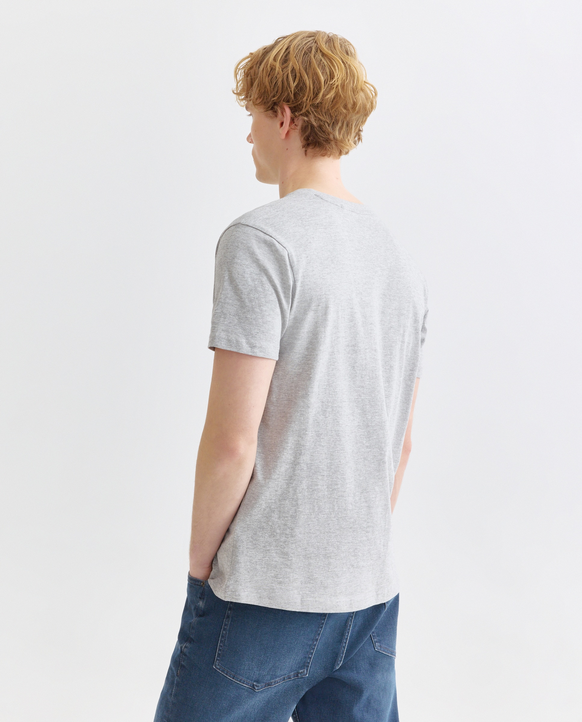 Camiseta de hombre manga corta cuello caja básica 820 Gris medio-3