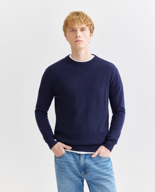 Imagen 0 de Jersey de hombre cuello caja liso 100% Lana Merino