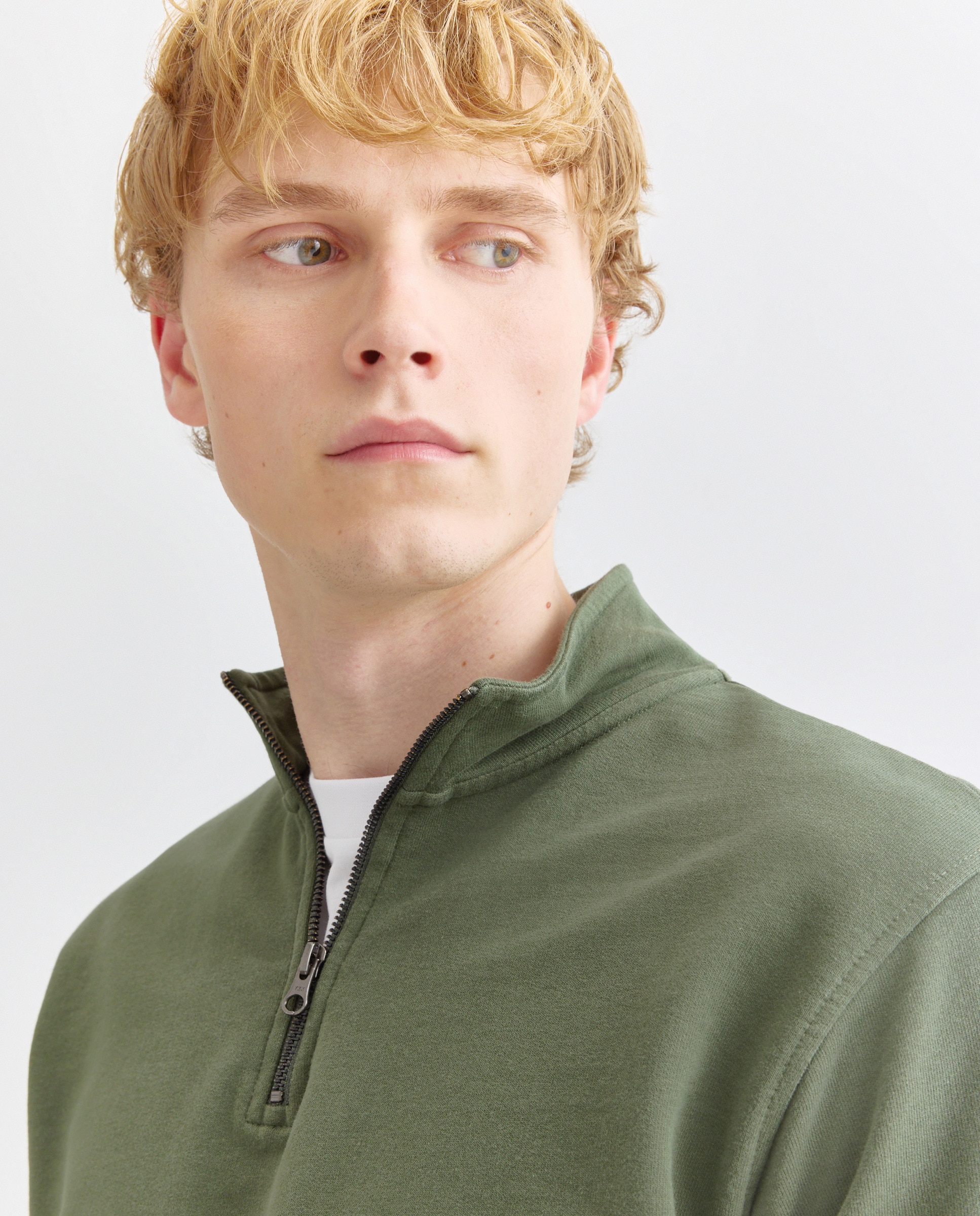 Imagen 0 de Sudadera de hombre lisa cuello perkins media cremallera