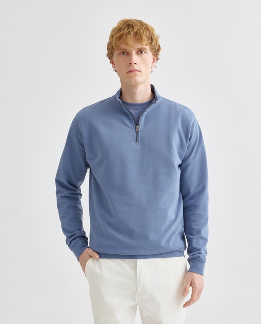 Imagen 0 de Sudadera de hombre lisa cuello perkins media cremallera