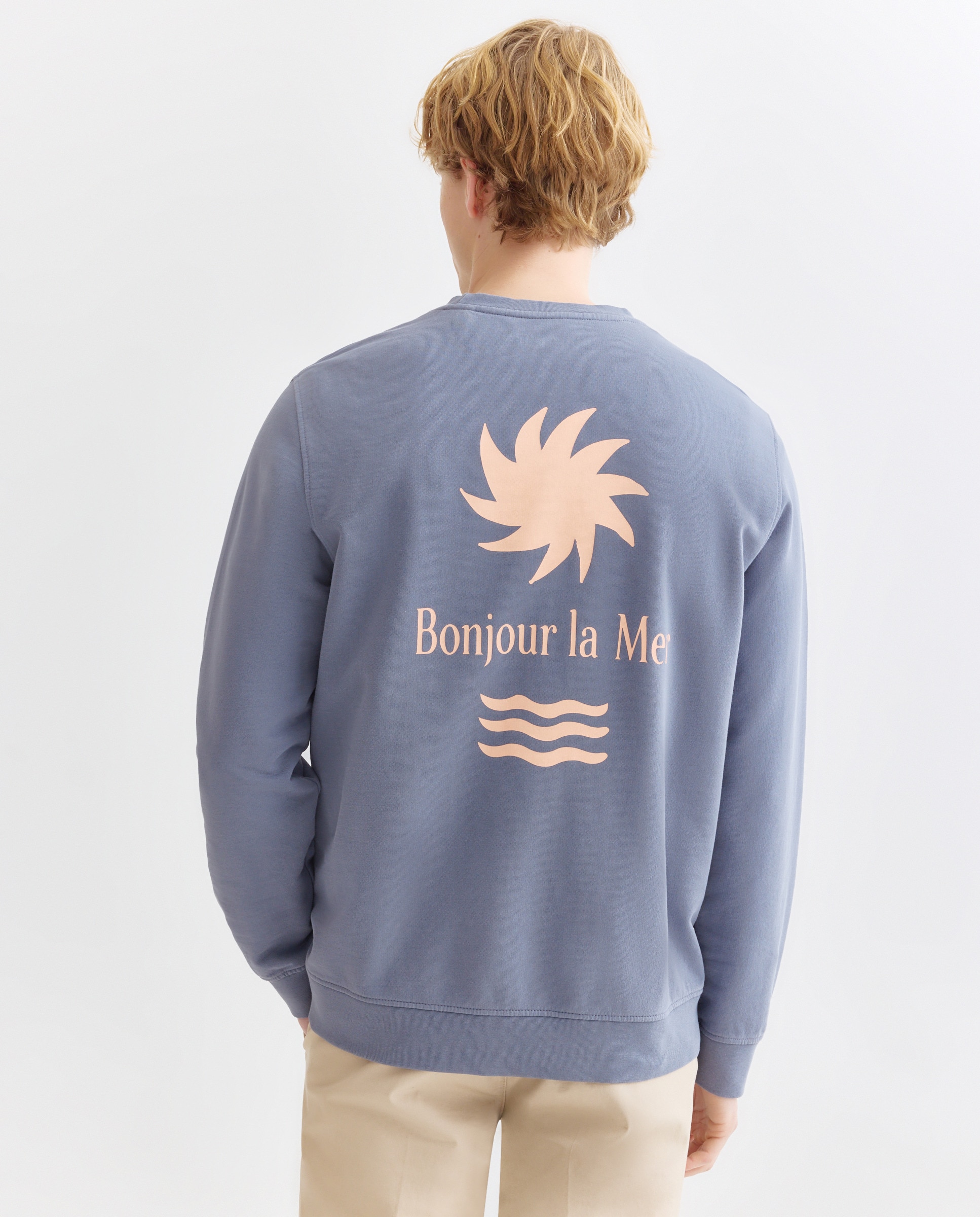 Sudadera de hombre cuello redondo GRAFICA Bonjour la Mer 400 Azul-3