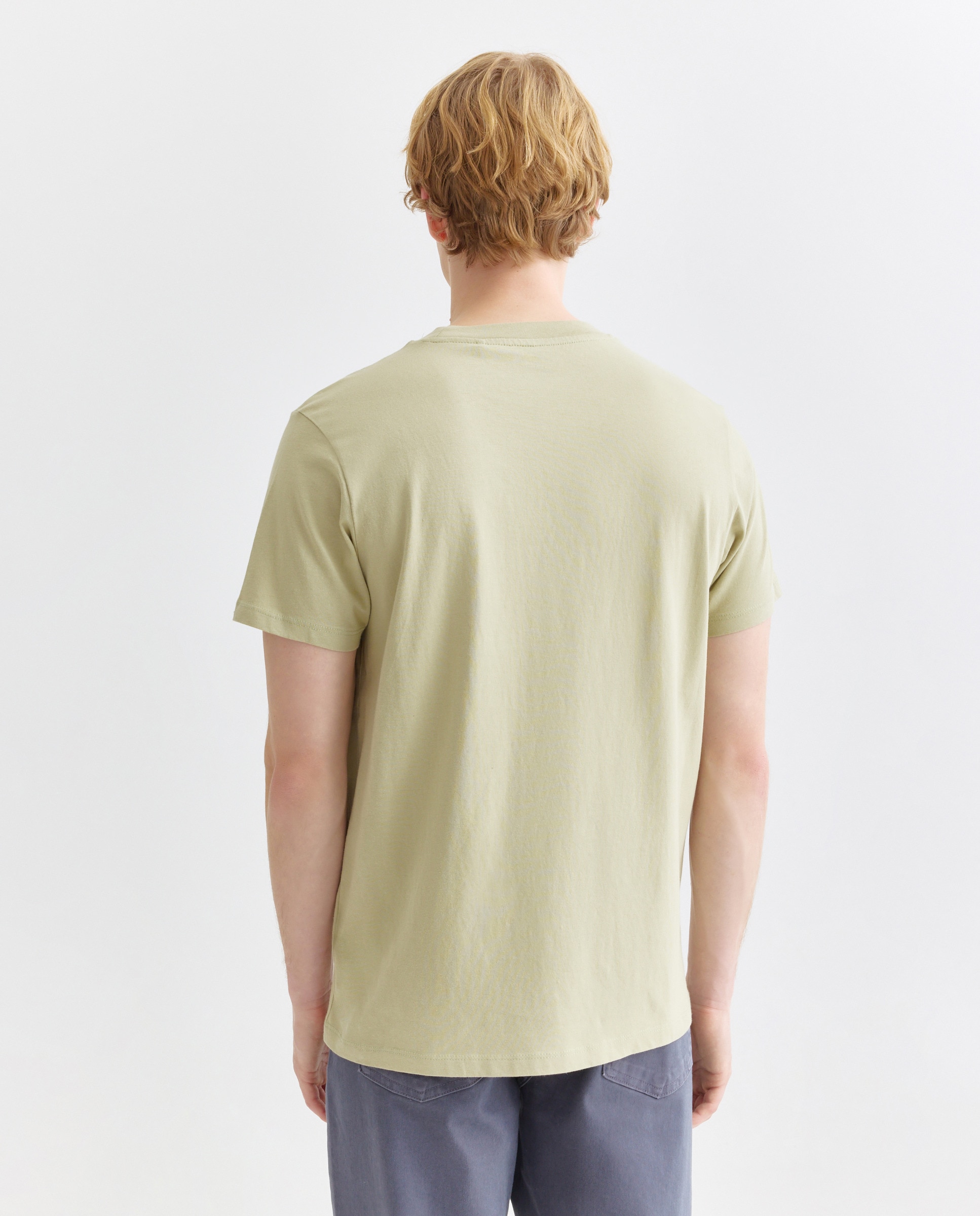 Camiseta de hombre manga corta cuello caja lisa Pistacho-3