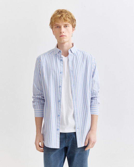 Imagen 0 de Camisa sport hombre oxford ligera lavada rayas