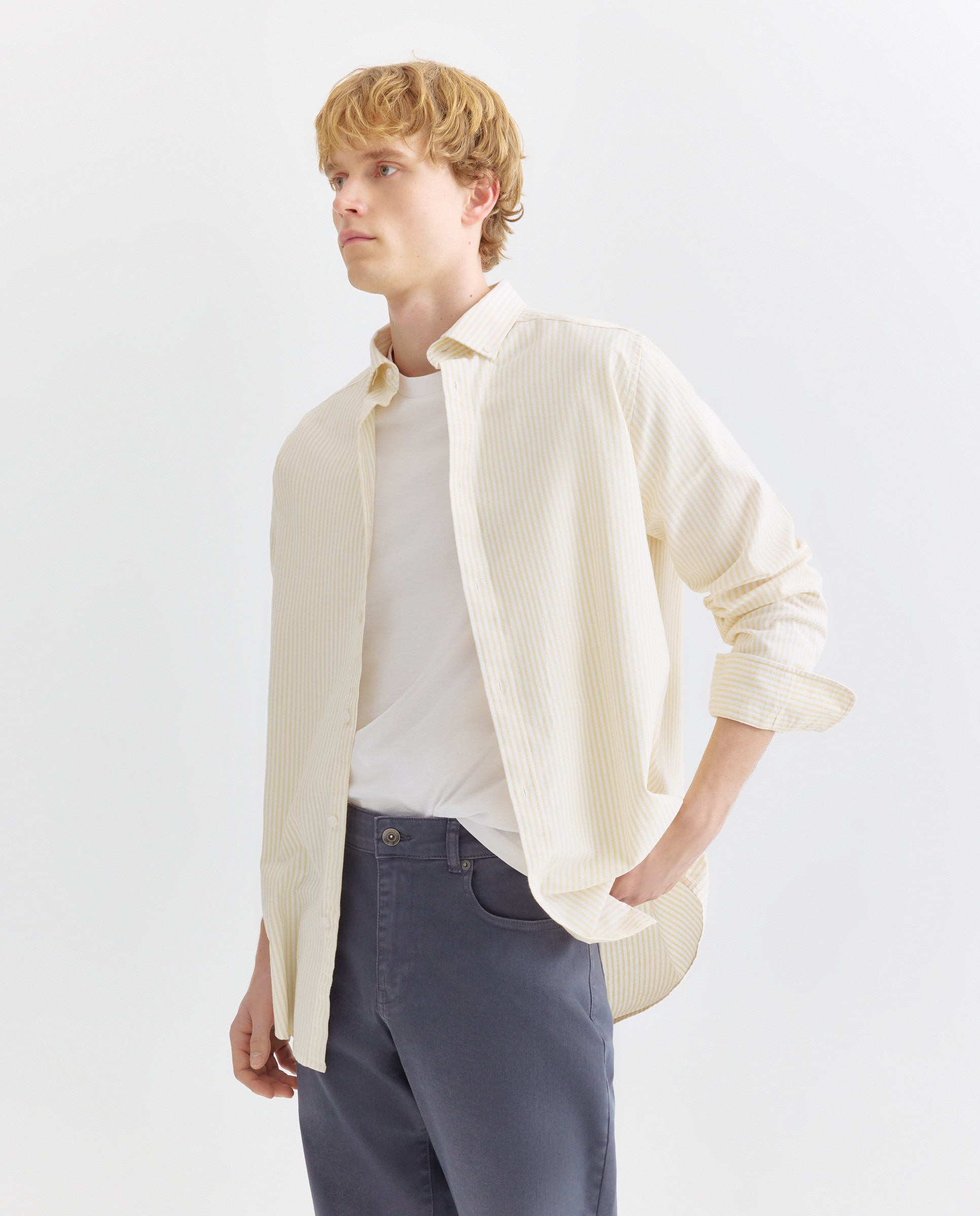 Imagen 0 de Camisa sport hombre oxford ligera lavada rayas