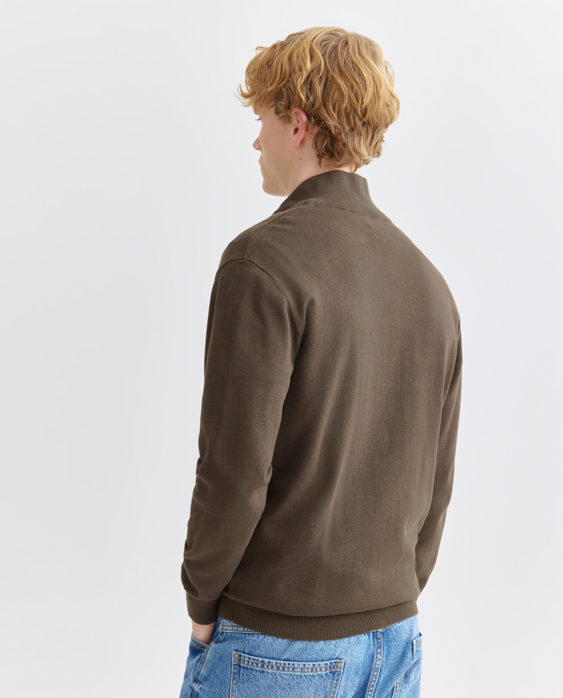 Chaqueta de hombre cremallera lisa algodón 100% 530 Verde oscuro-3