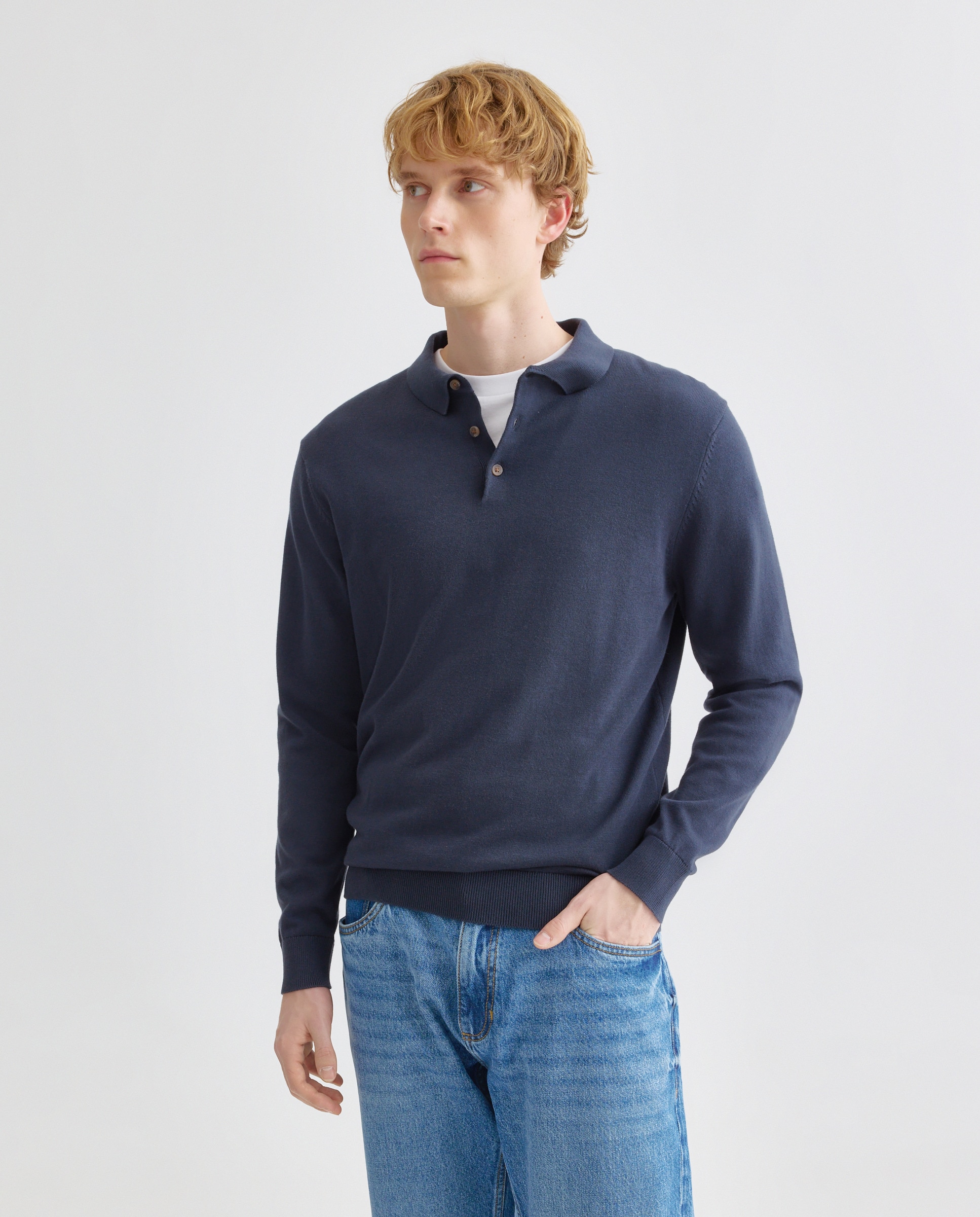 Imagen 0 de Jersey de hombre cuello polo liso algodón 100%