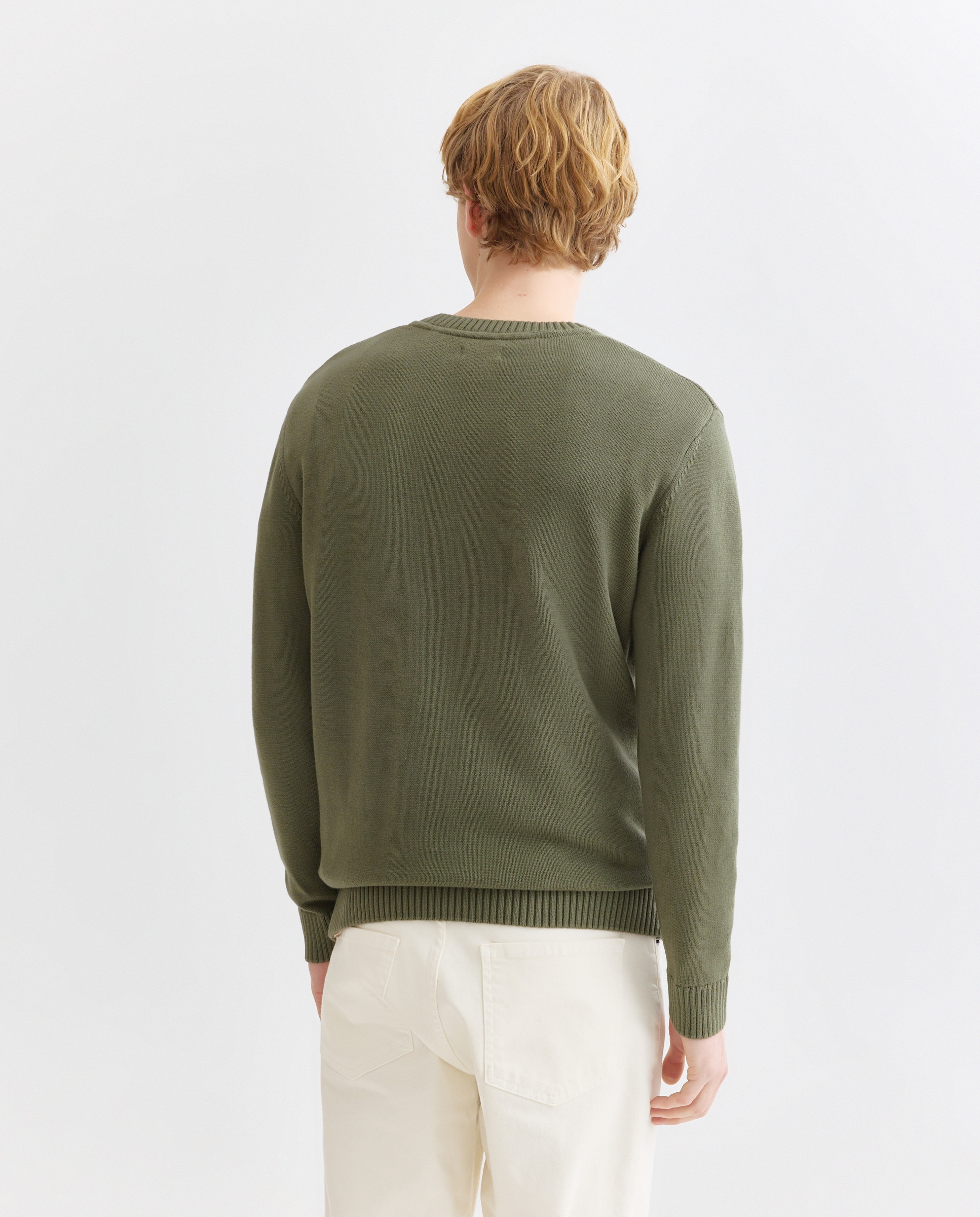 Jersey de hombre cuello caja liso 7g algodón 100% 520 Kaki-3