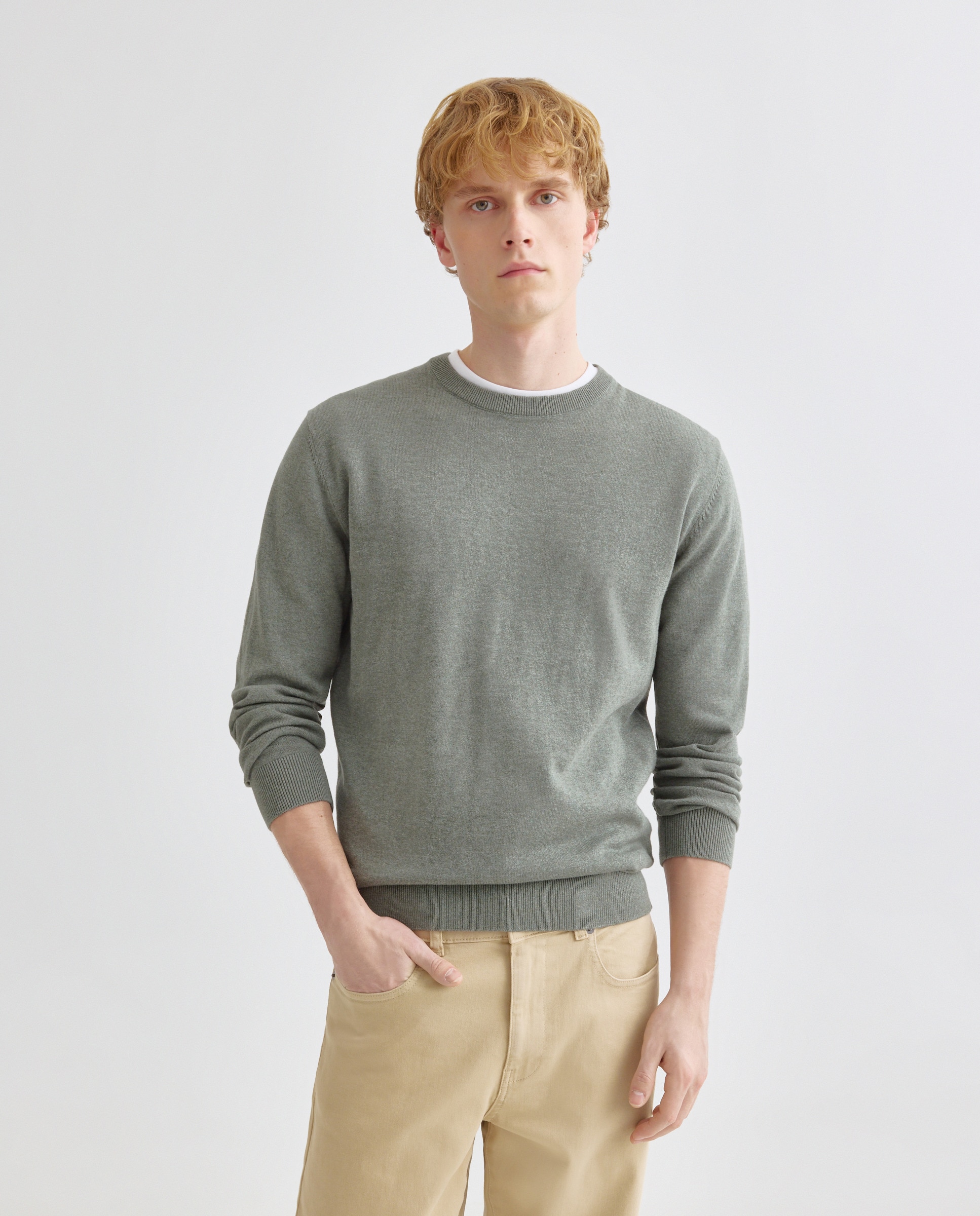 Jersey de hombre cuello caja liso algodón 100% Verde-1