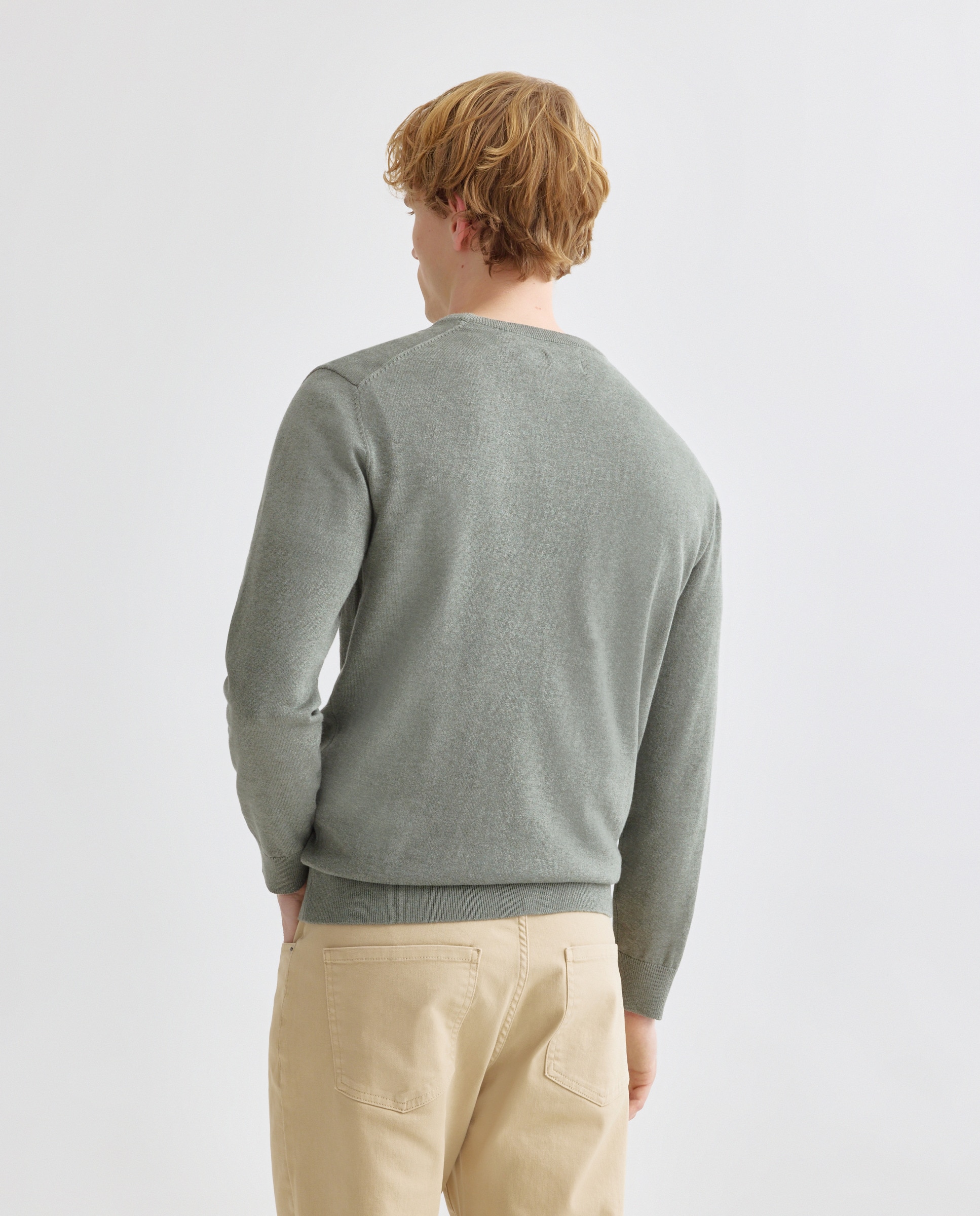 Jersey de hombre cuello caja liso algodón 100% Verde-3