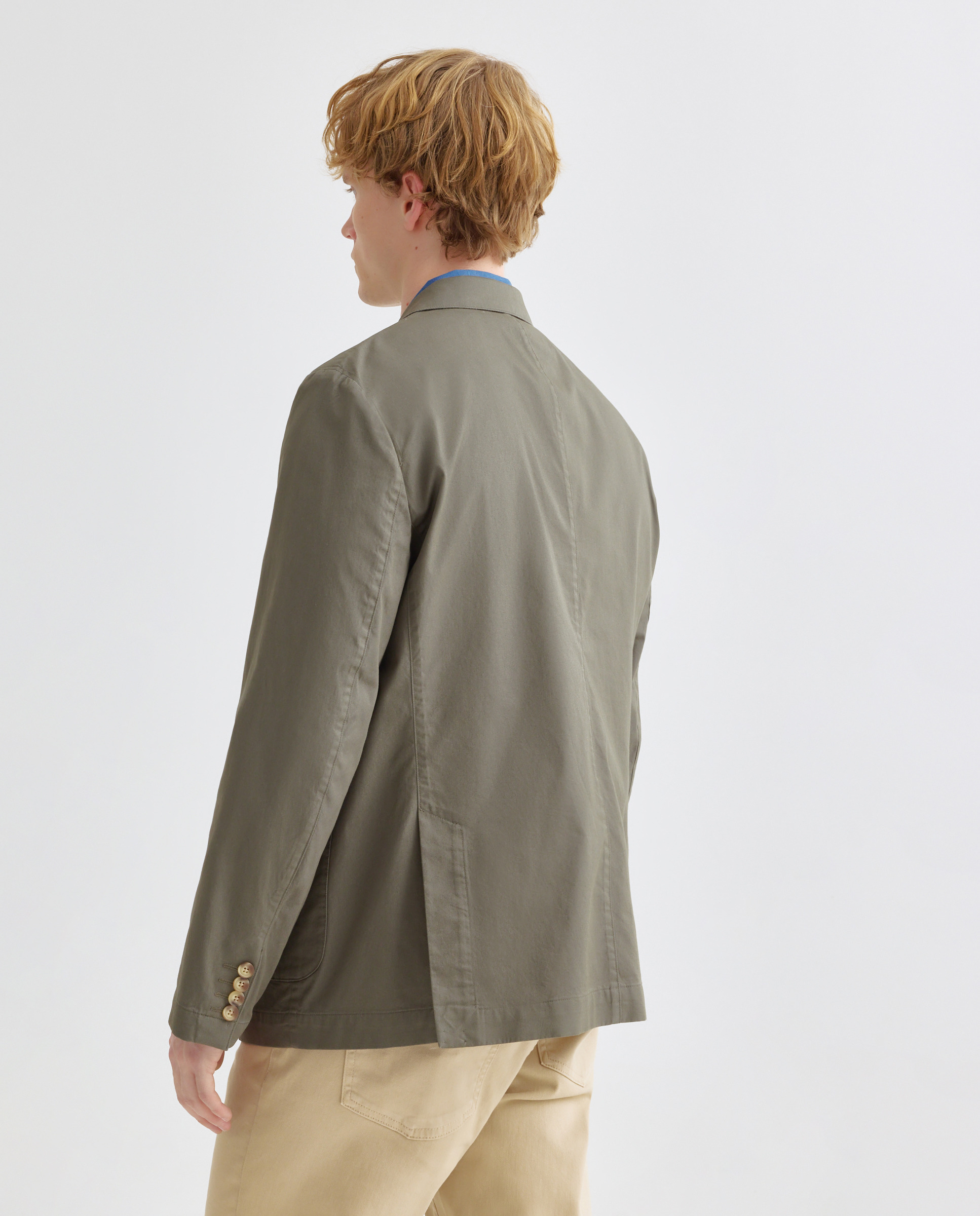 Chaqueta sport de hombre de algodón lisa 520 Kaki-3