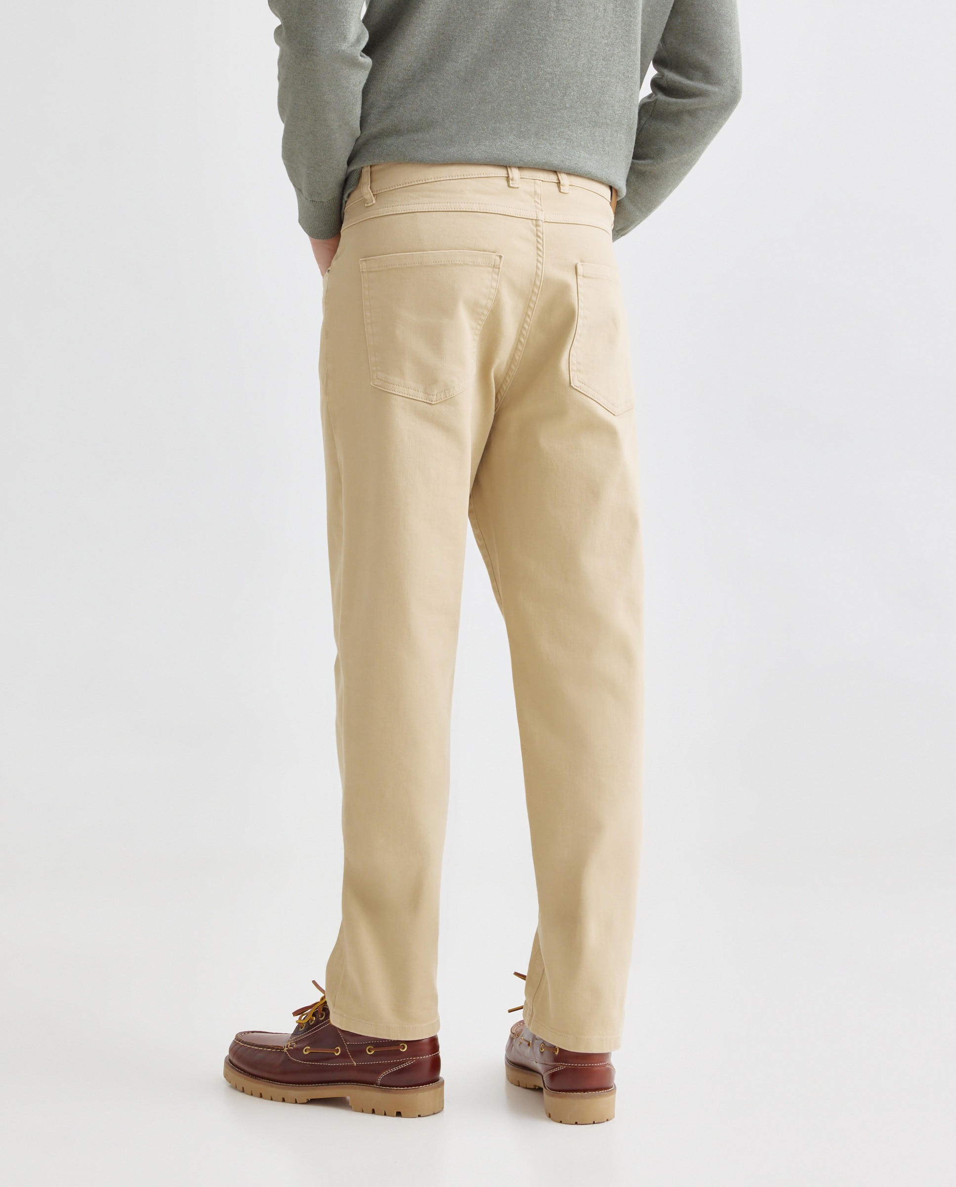Pantalón hombre cinco bolsillos lavado regular fit Beige-3