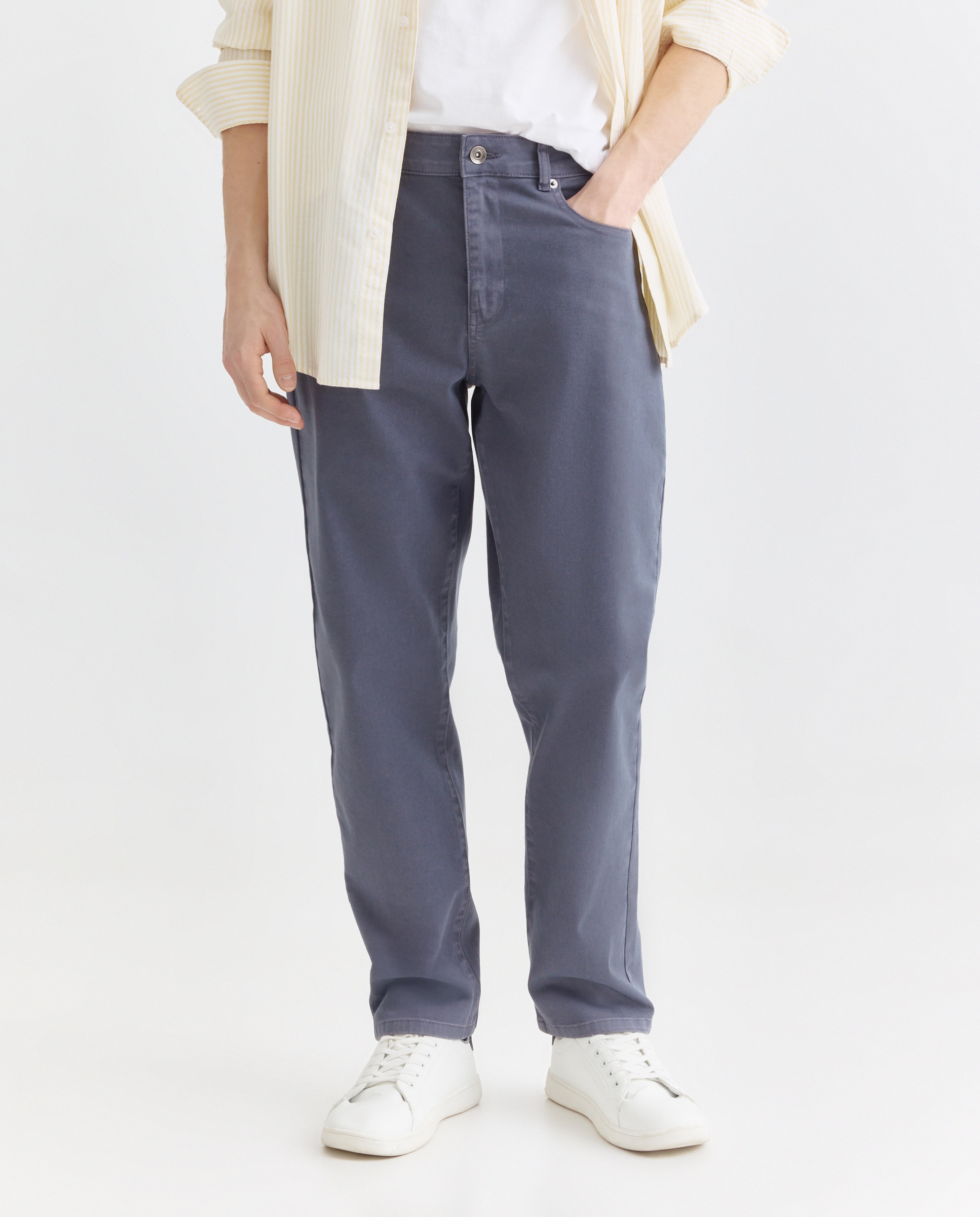 Pantalón hombre cinco bolsillos lavado regular fit Azul marino-2
