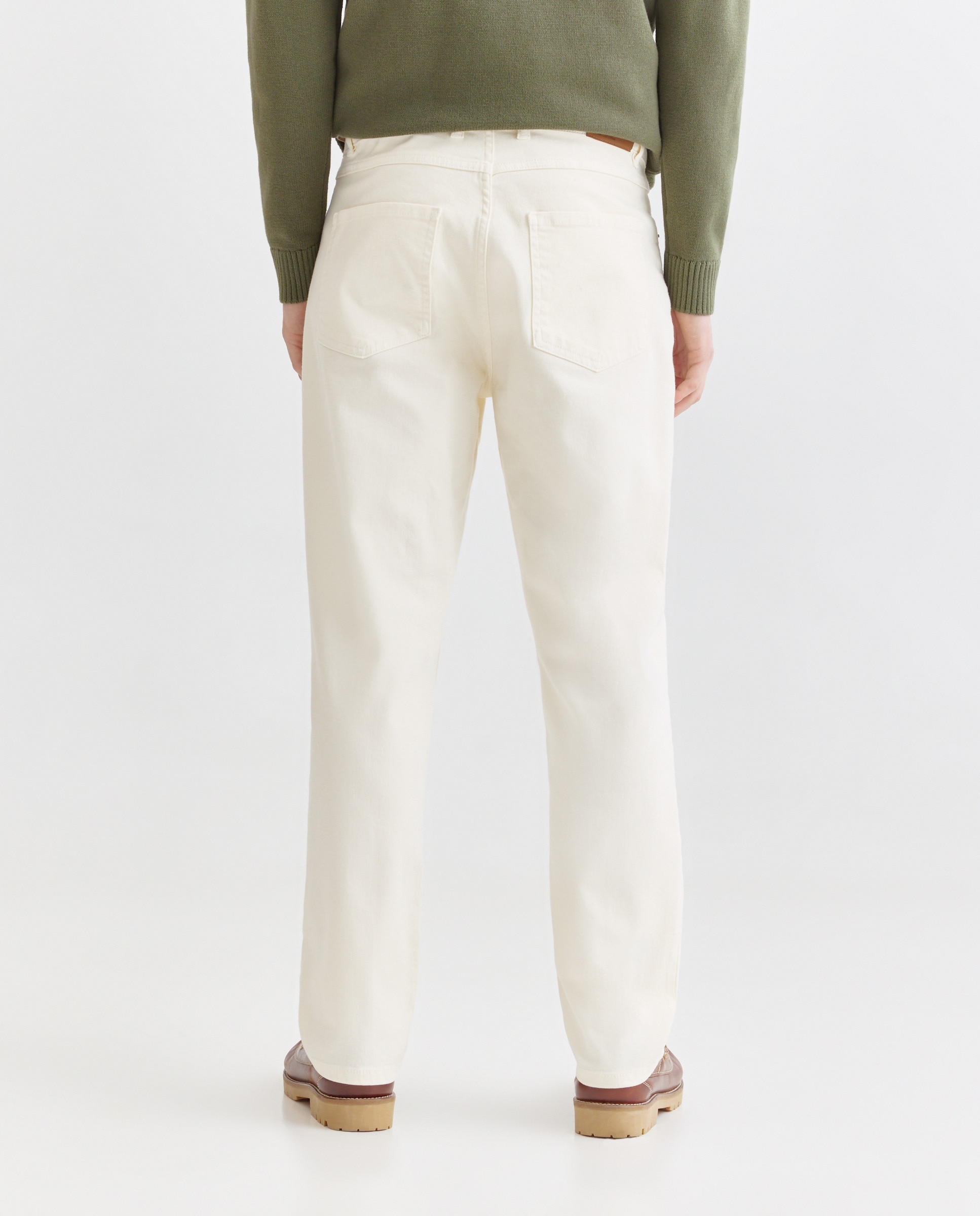 Pantalón hombre cinco bolsillos lavado regular fit Blanco roto-3