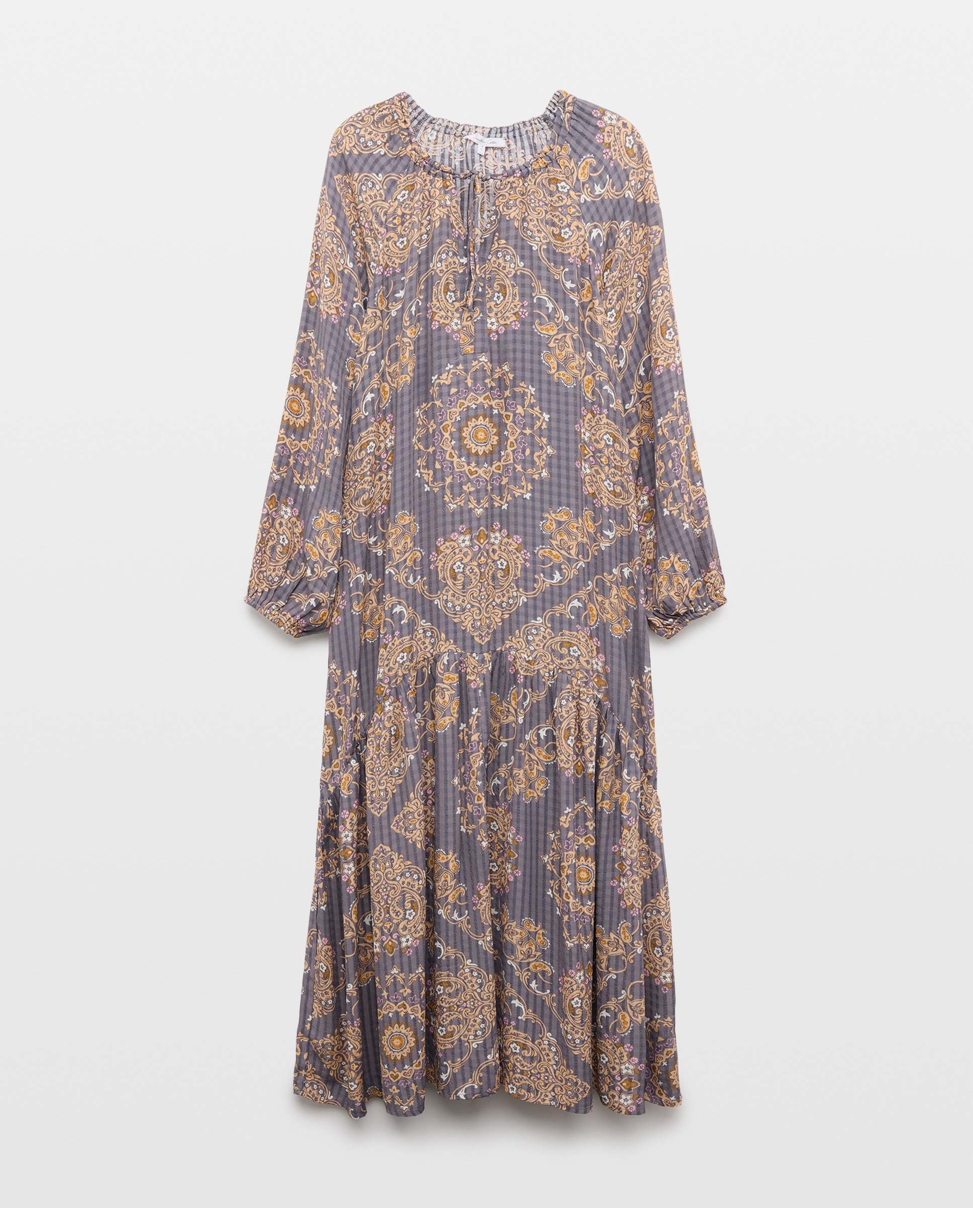 Vestido Midi Estampado com Manga 3/4 Verde-4