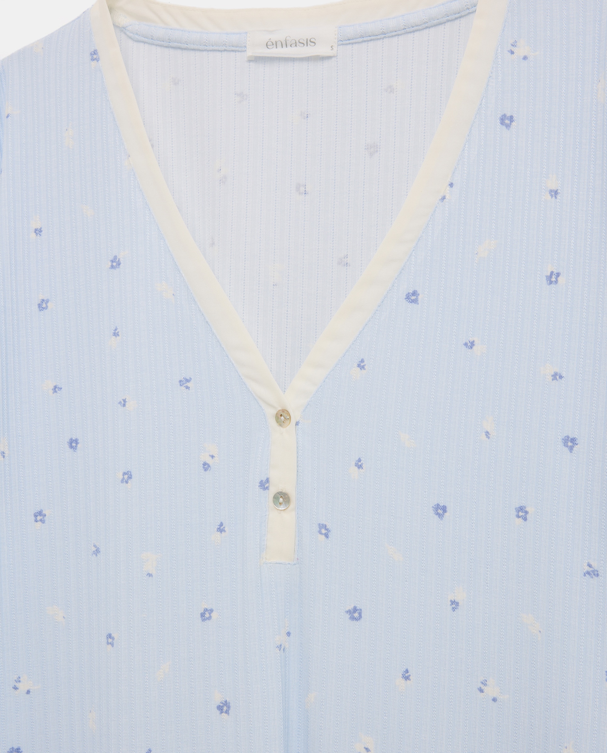 Camisa de Dormir Lisa com Decote em Bico 410 Azul Claro-4