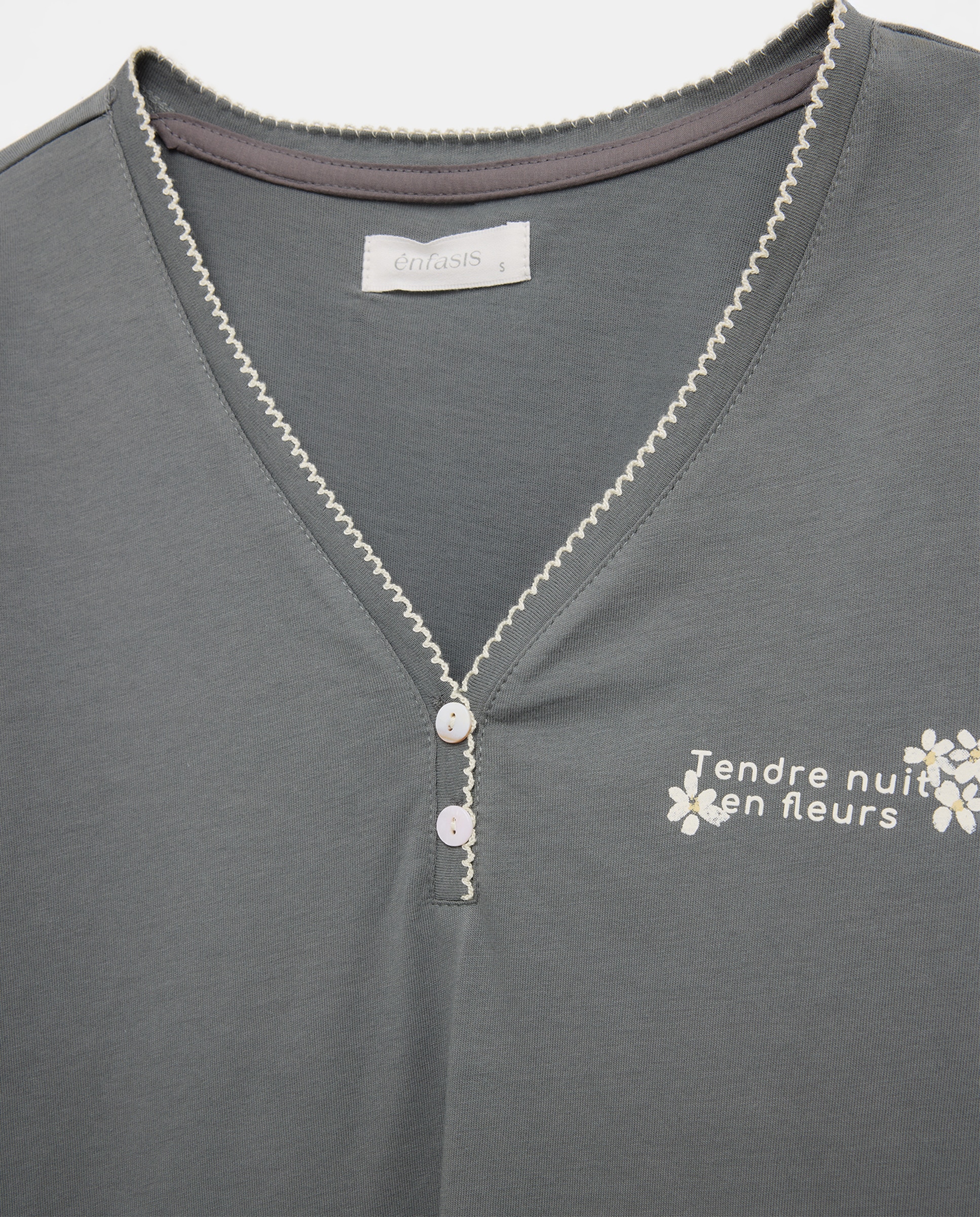 Camisola de Pijama com Detalhes de Piconela 830 Antracite-6