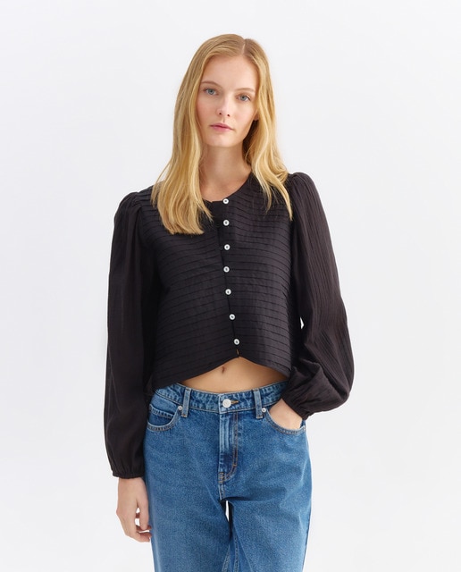 Imagen 0 de Blusa de mujer manga abullonada con jaretas