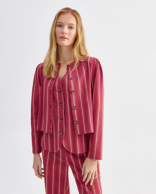 Imagen 0 de Blusa bordada de mujer de rayas total look