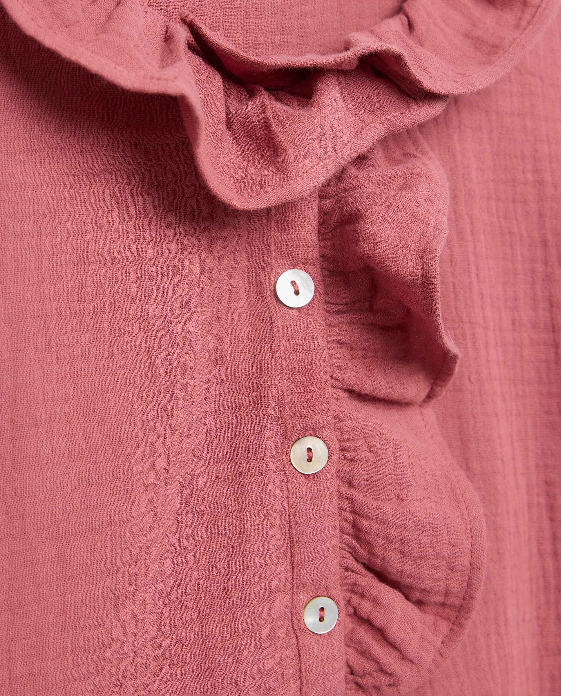 Blusa de mujer de algodón con cuello volante Burdeos-5