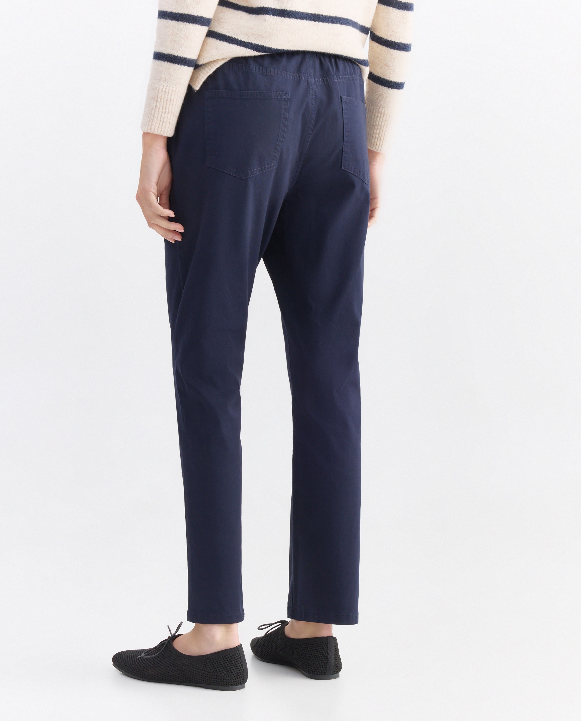 Pantalón largo con goma elástica de mujer Marino-3