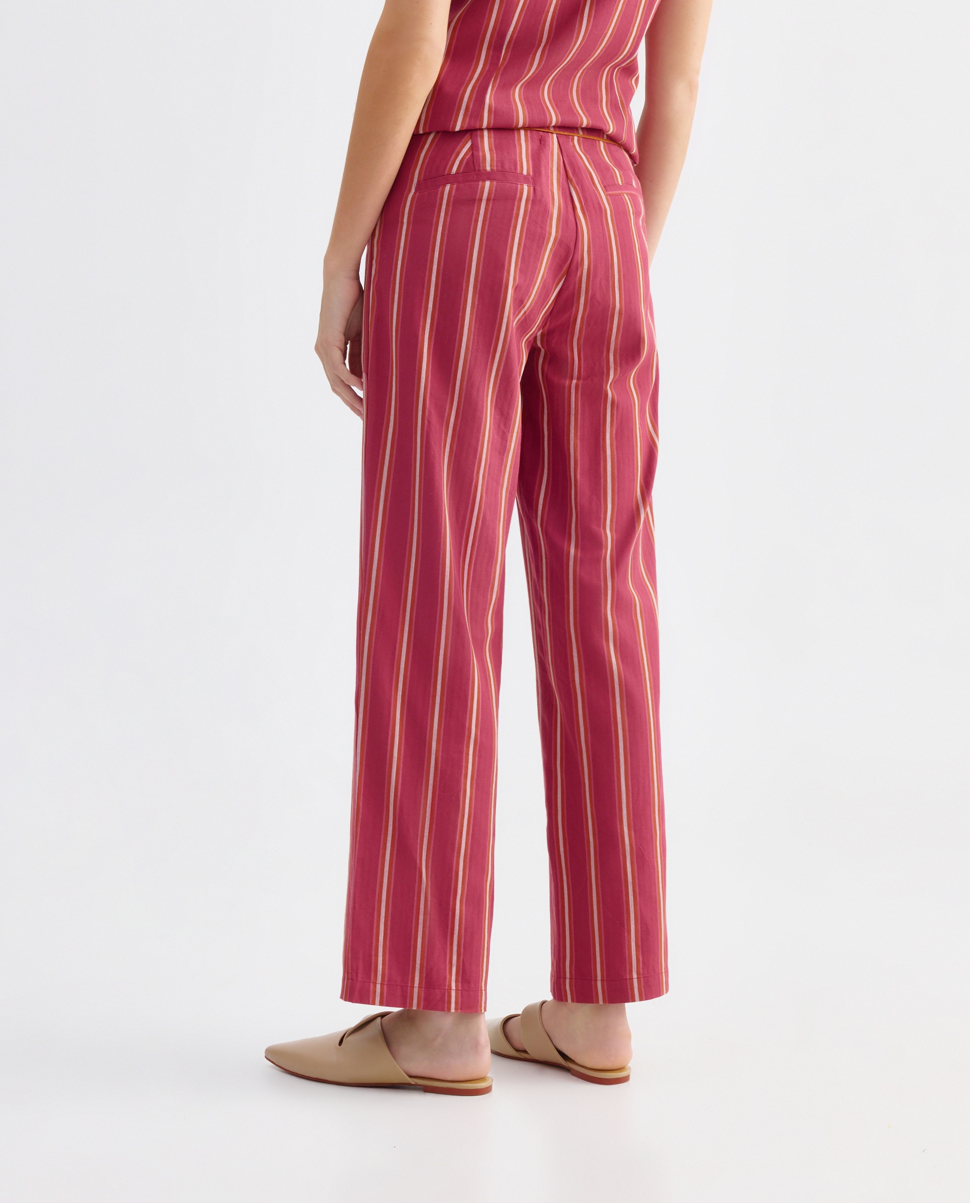 Pantalón de mujer de rayas total look Rosa-3