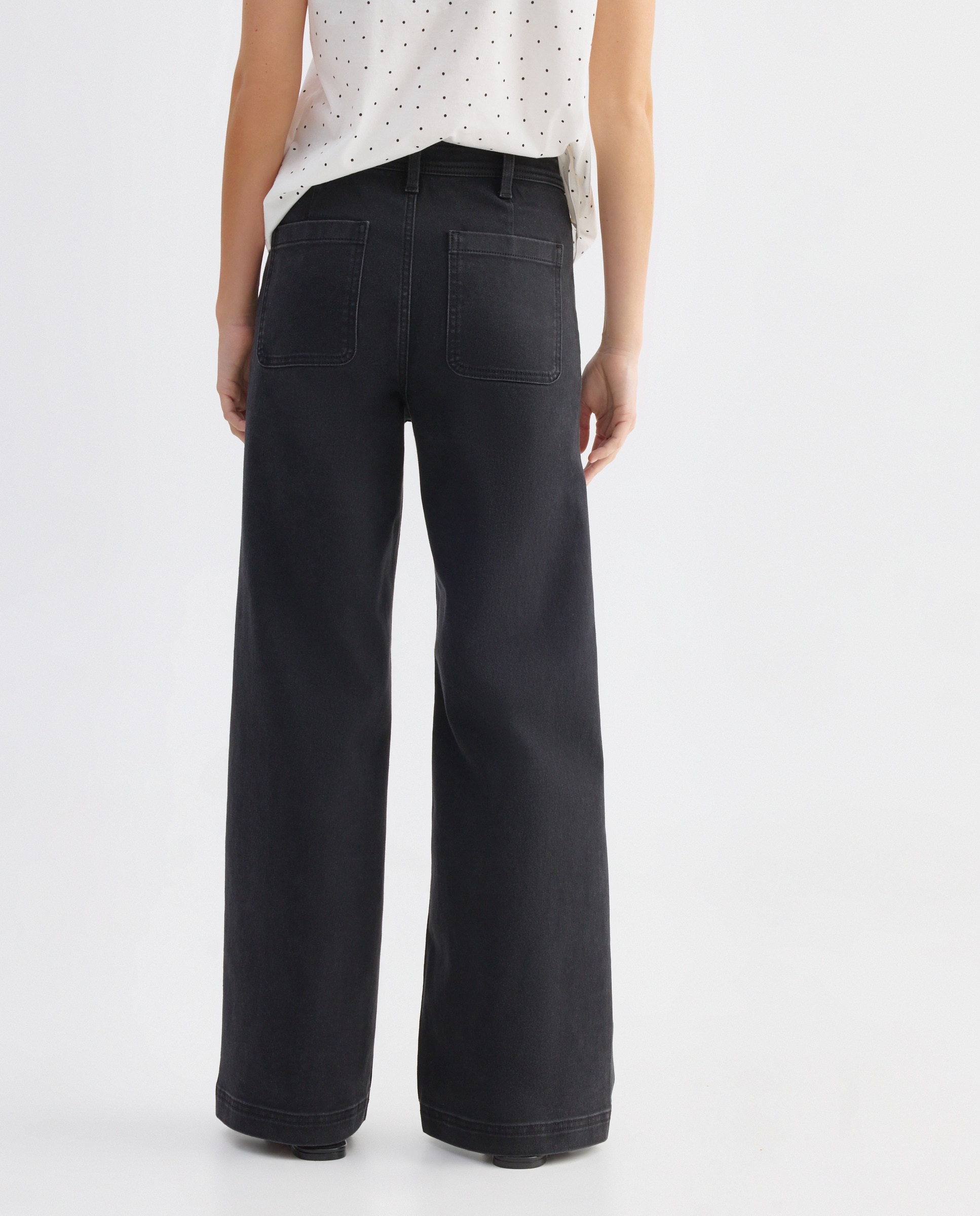 Denim wide-leg bolsillos plaston de mujer Negro intenso-3