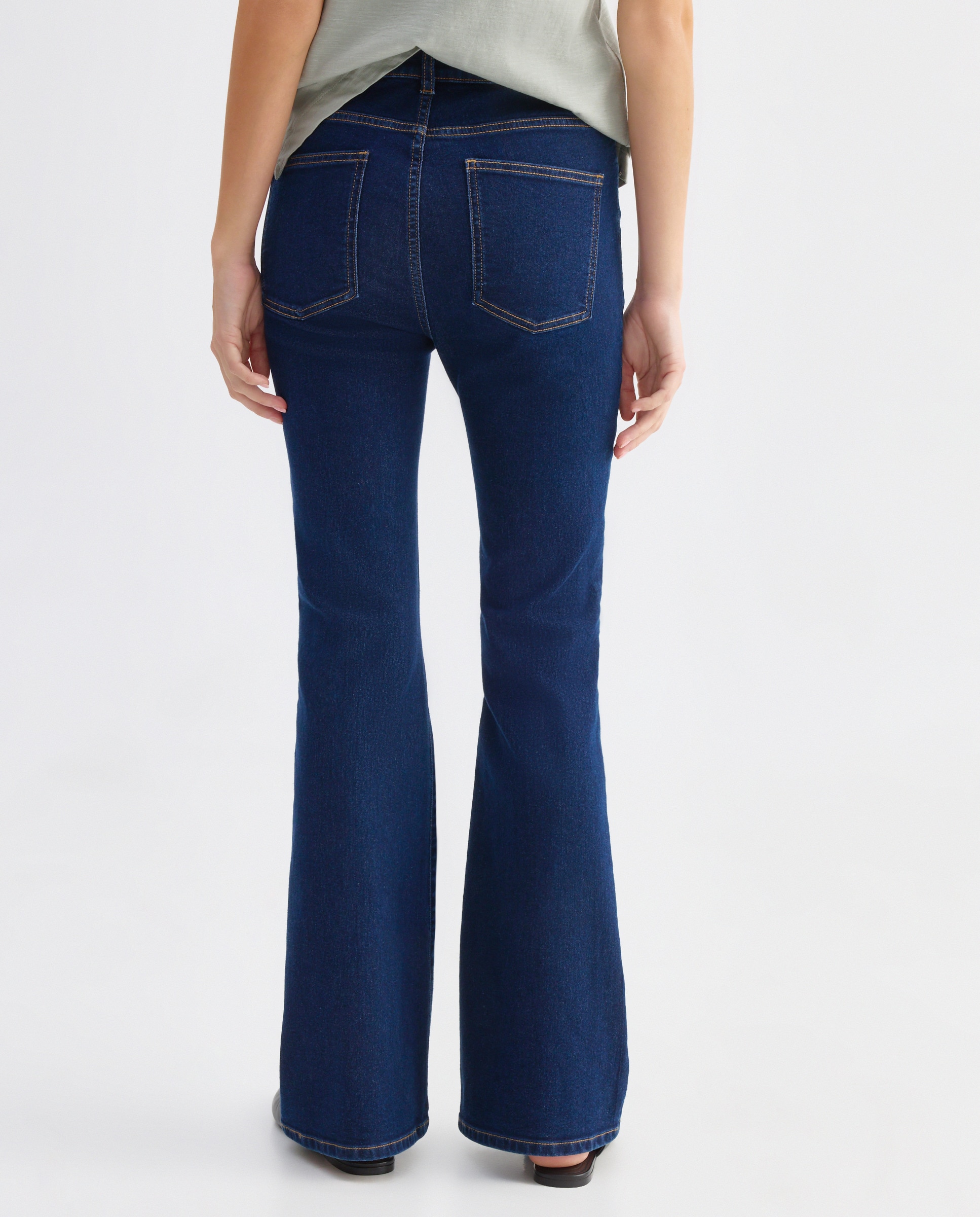 Pantalón denim campana de mujer Azul Suave-3