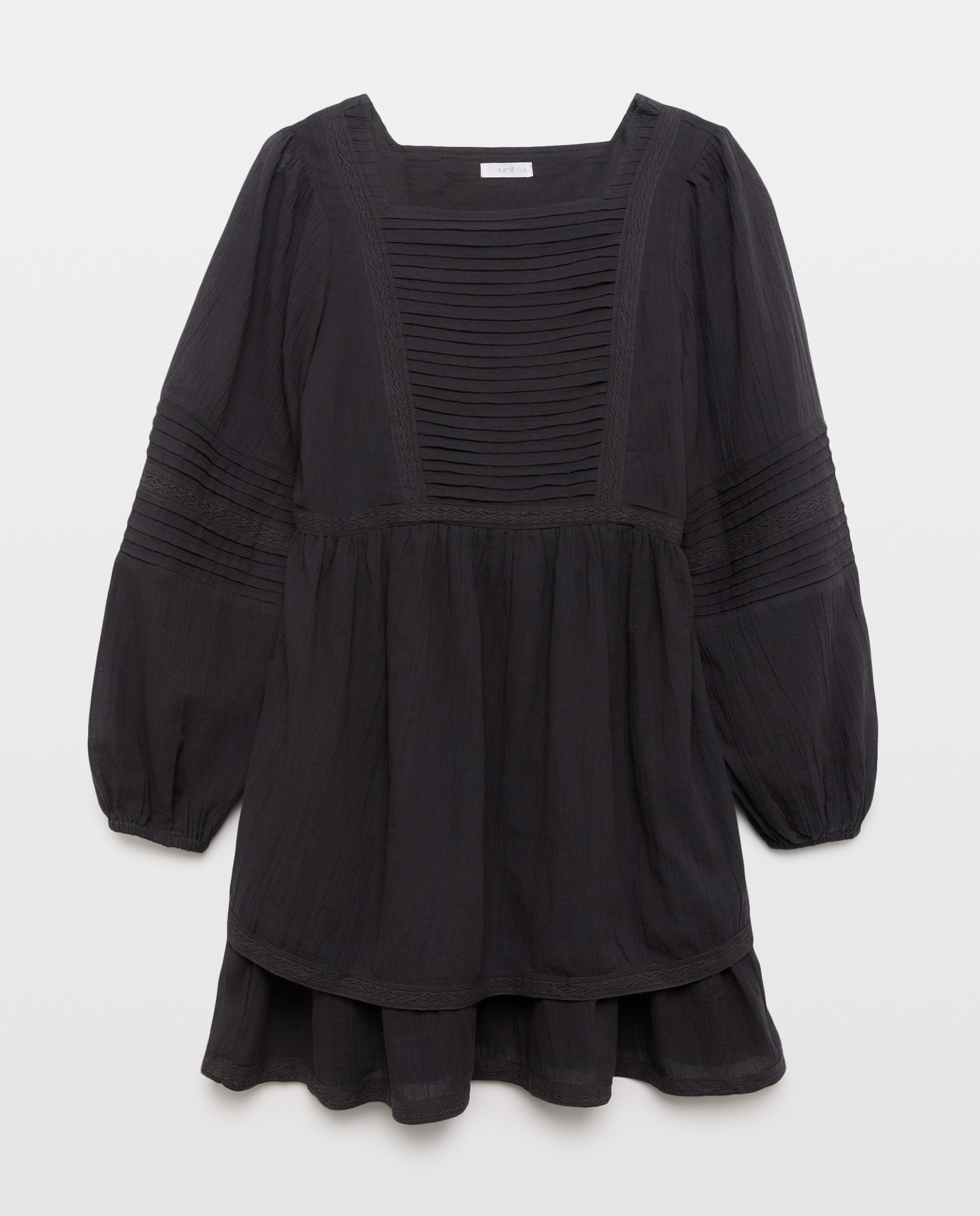 Vestido romántico de mujer corto Negro-4