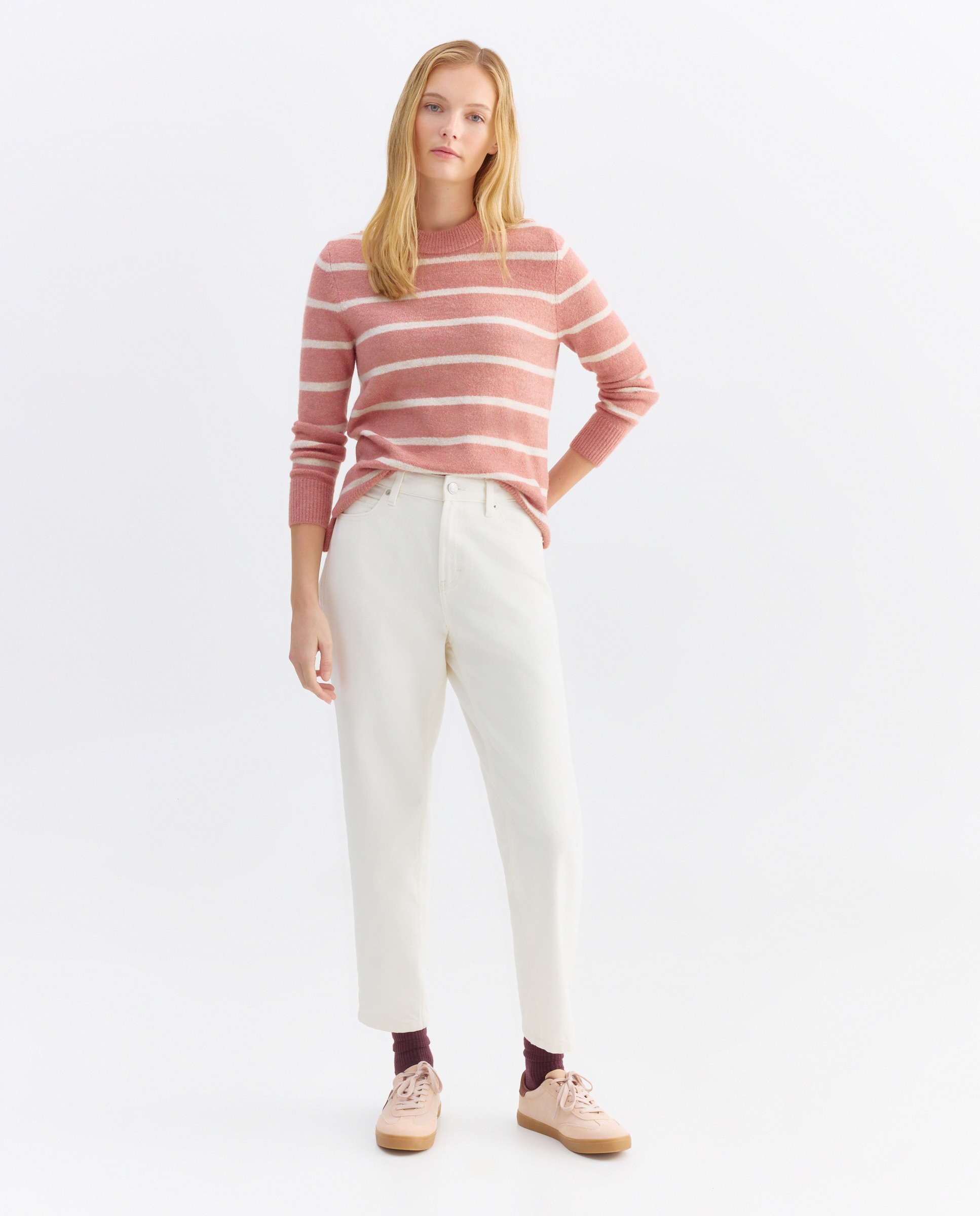 Jersey de mujer básico cuello caja Rosa-2