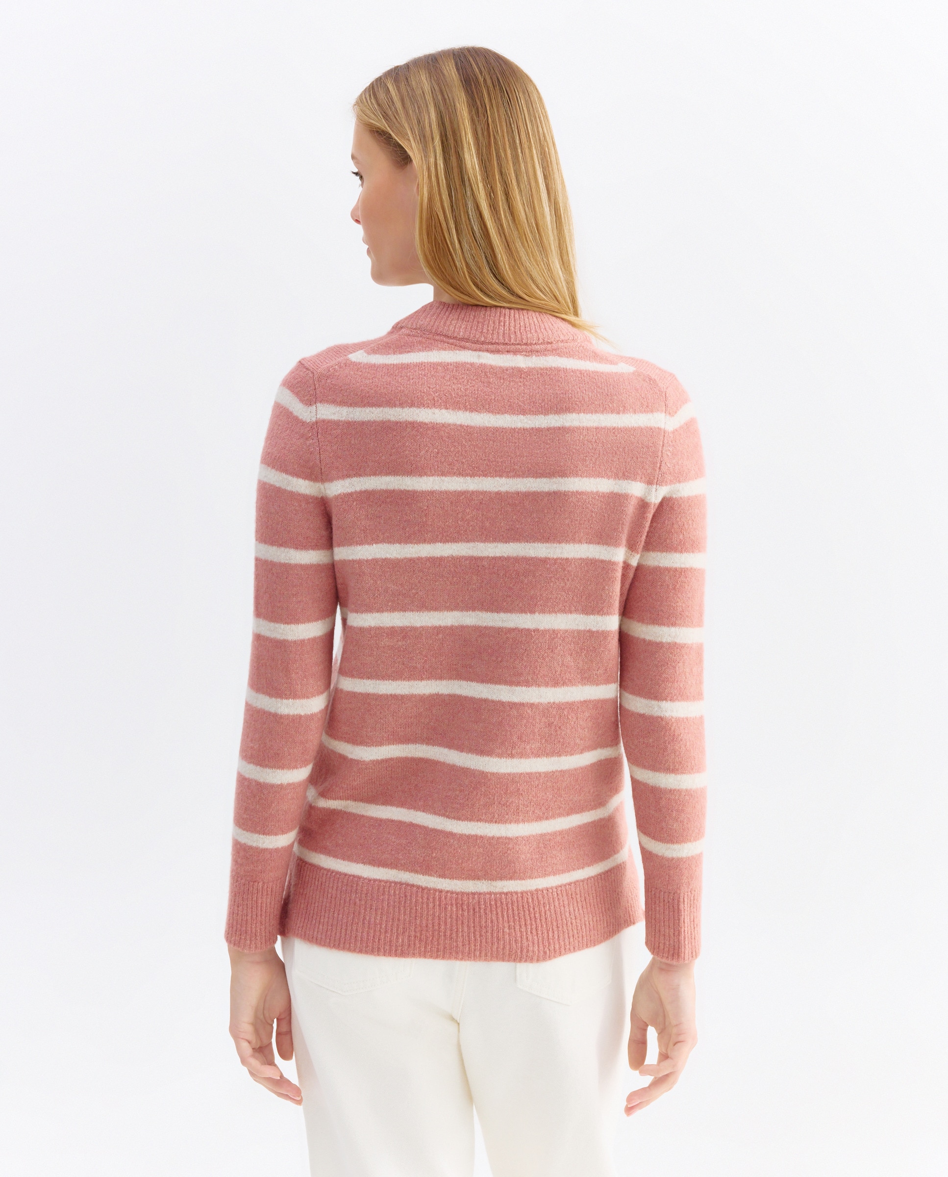 Jersey de mujer básico cuello caja Rosa-3