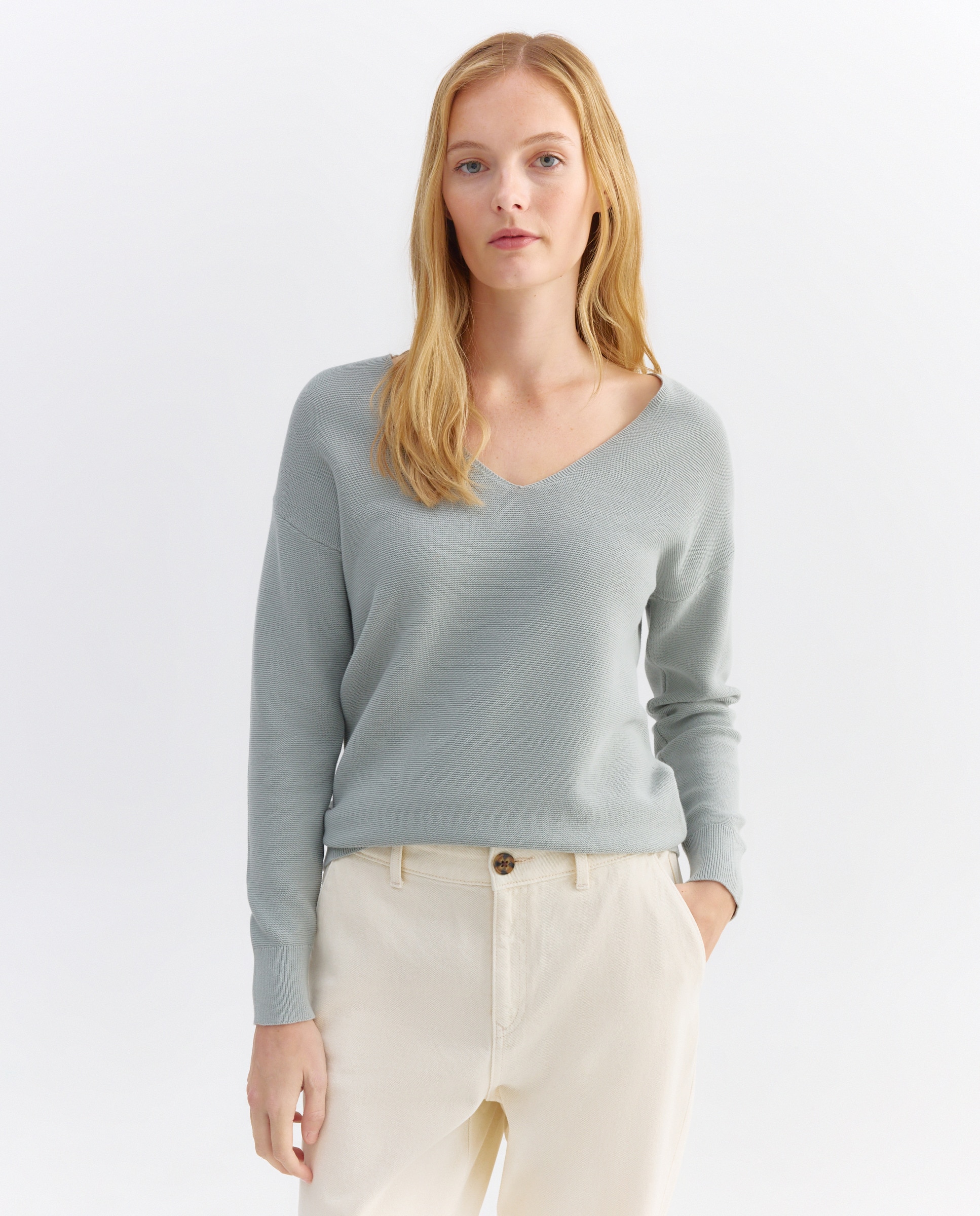 Imagen 0 de Jersey de mujer básico cuello pico