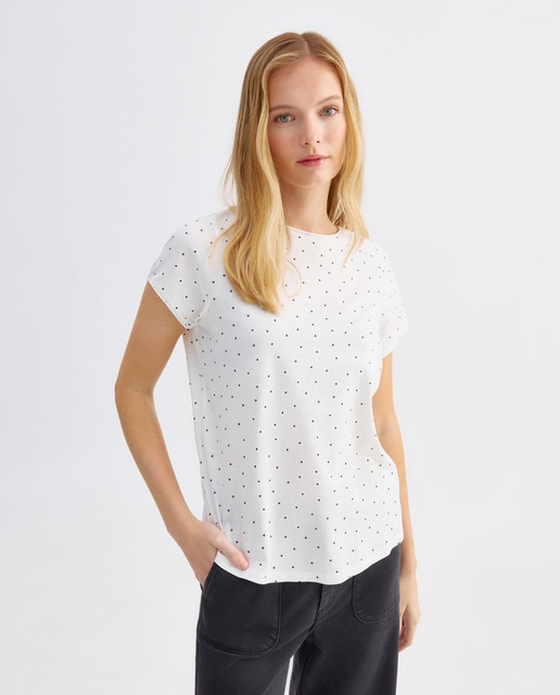 Imagen 0 de Camiseta estampada de mujer cuello caja