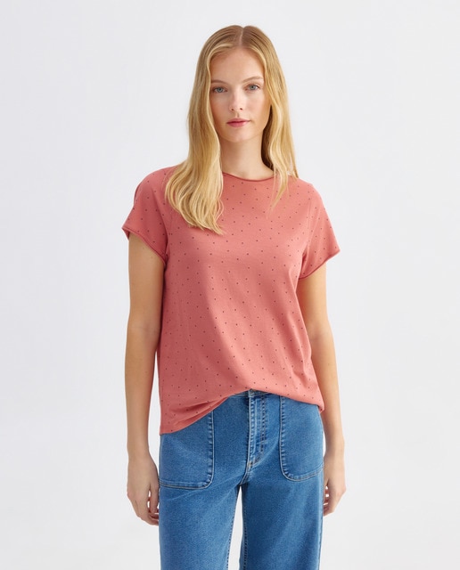 Imagen 0 de Camiseta estampada de mujer cuello caja