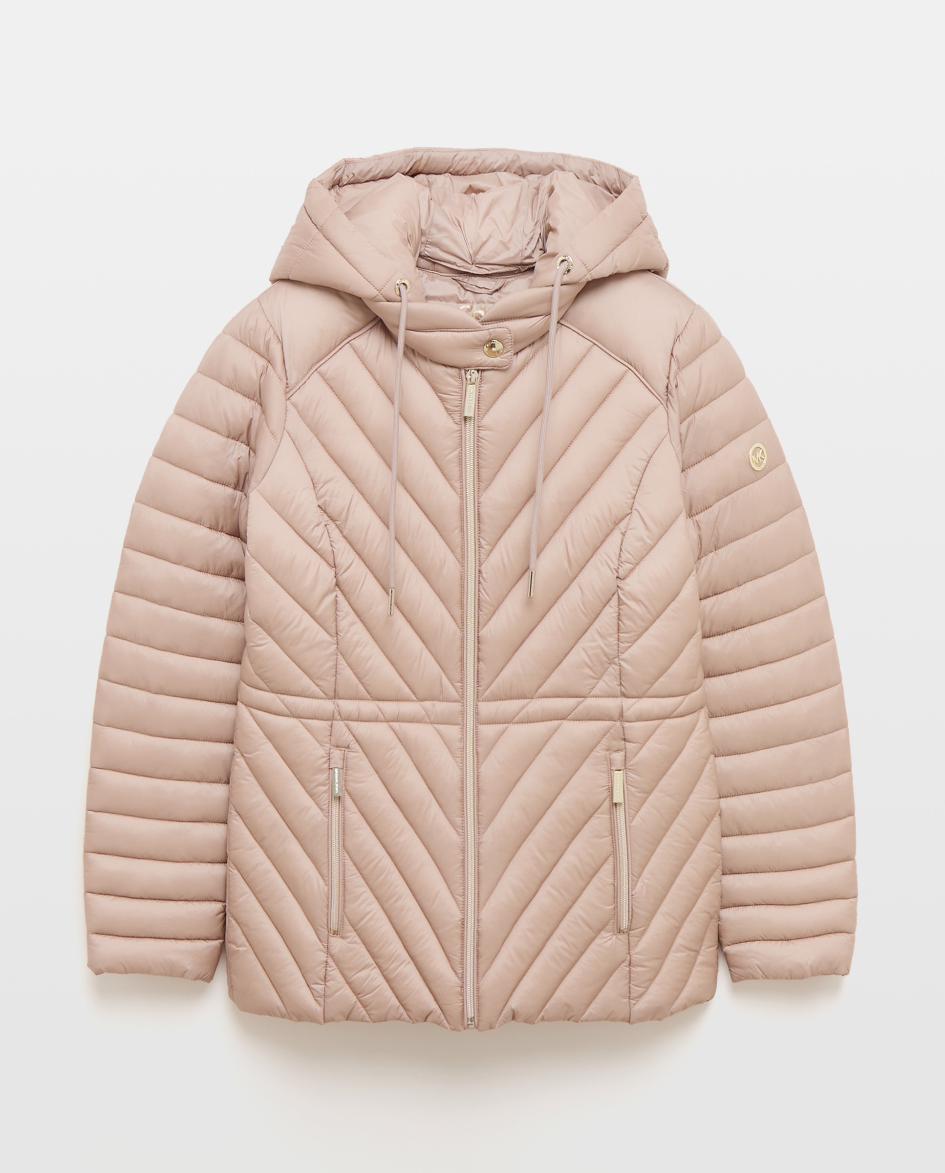 Blusão acolchoado curto de mulher com capuz Ouro-5