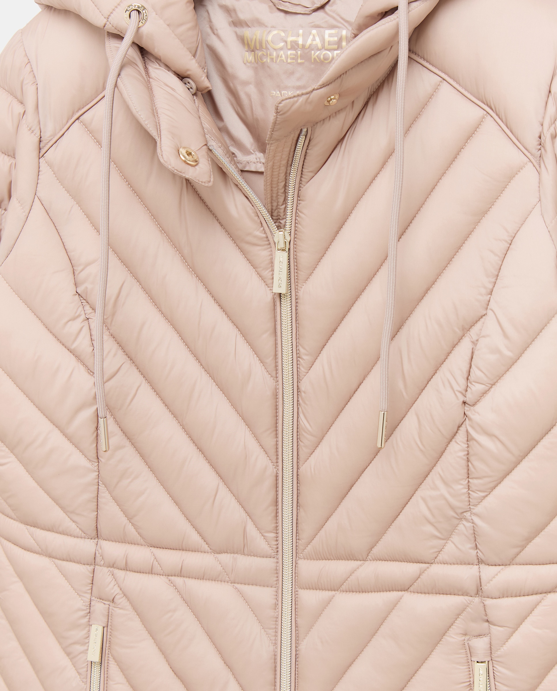 Blusão acolchoado curto de mulher com capuz Ouro-6