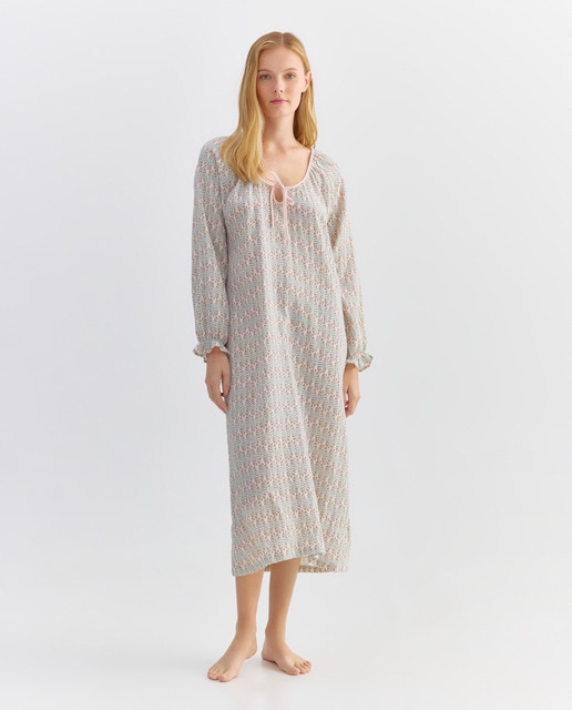 Imagen 0 de Camisón mujer algodón largo estampado lazo