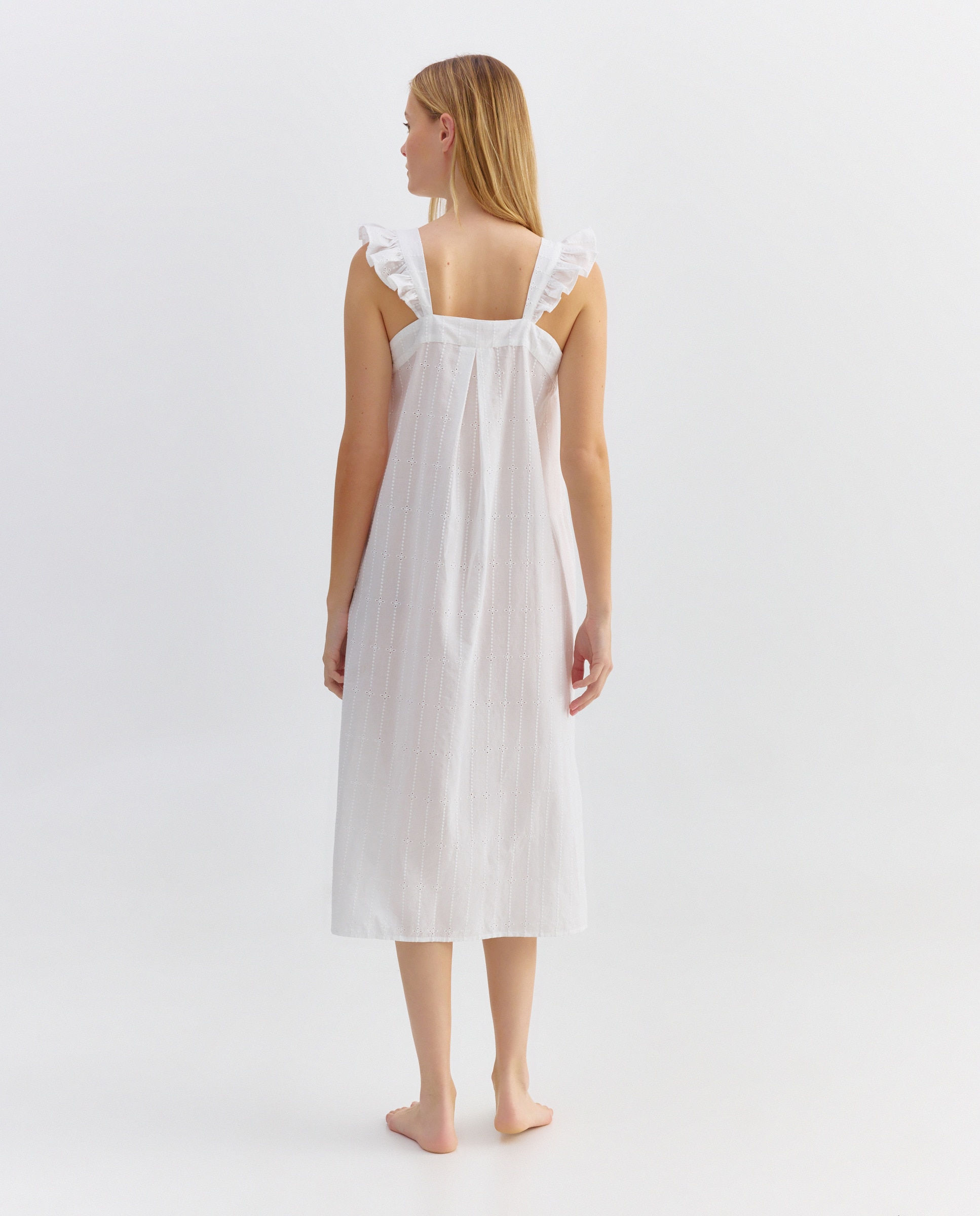 Camisón mujer algodón bordado Blanco roto-2